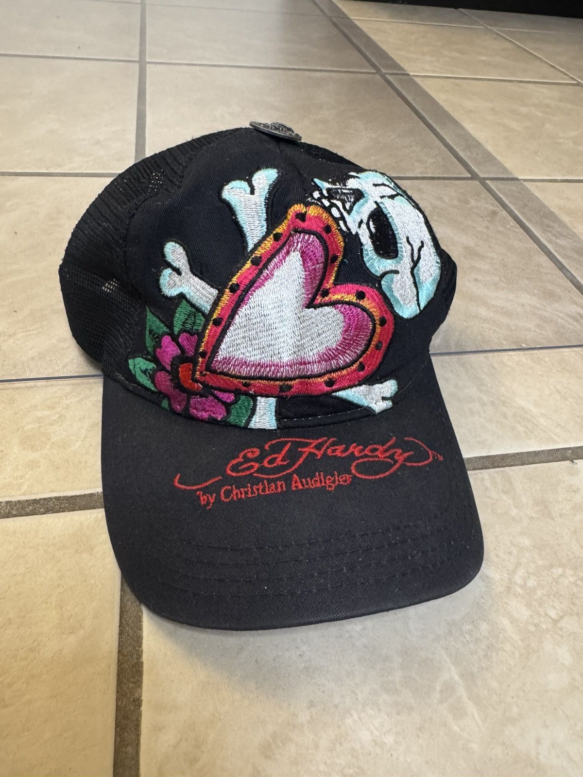 Ed Hardy Ed Hardy by Christian Heart & Crossbones Black Hat SnapBack Size ONE SIZE - 1 Thumbnail