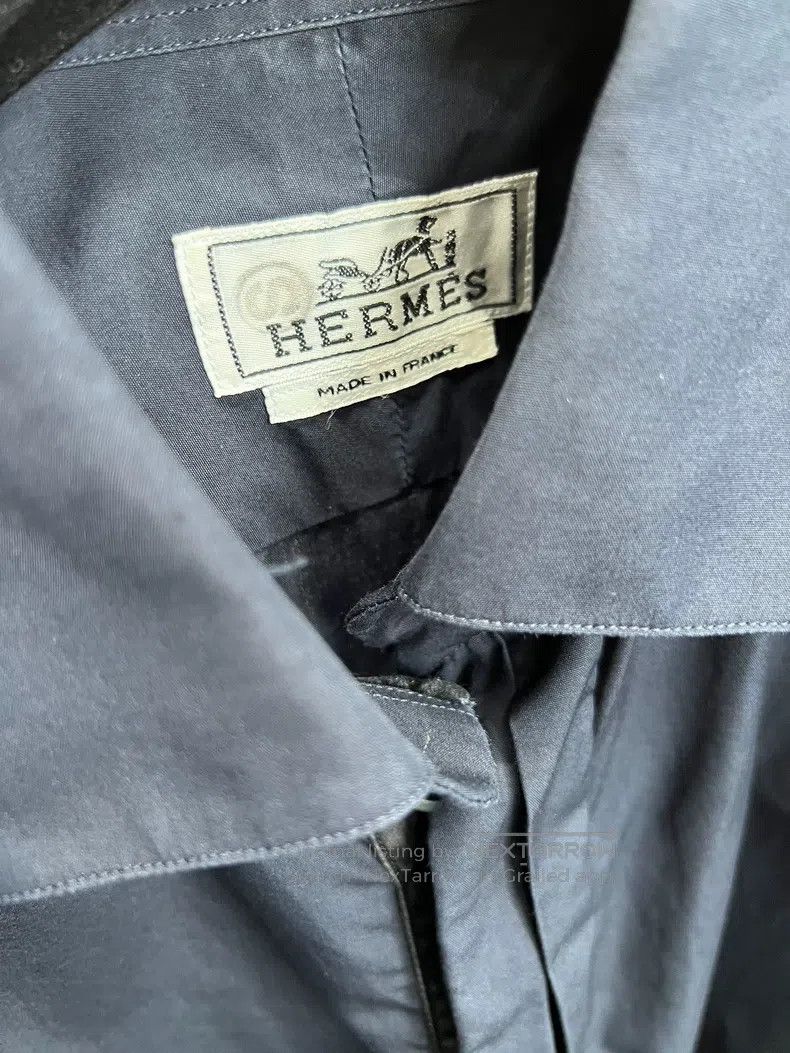 Hermes Hermes size 40 Men's blue hidden button shirt Size US XXS / EU 40 - 3 Thumbnail