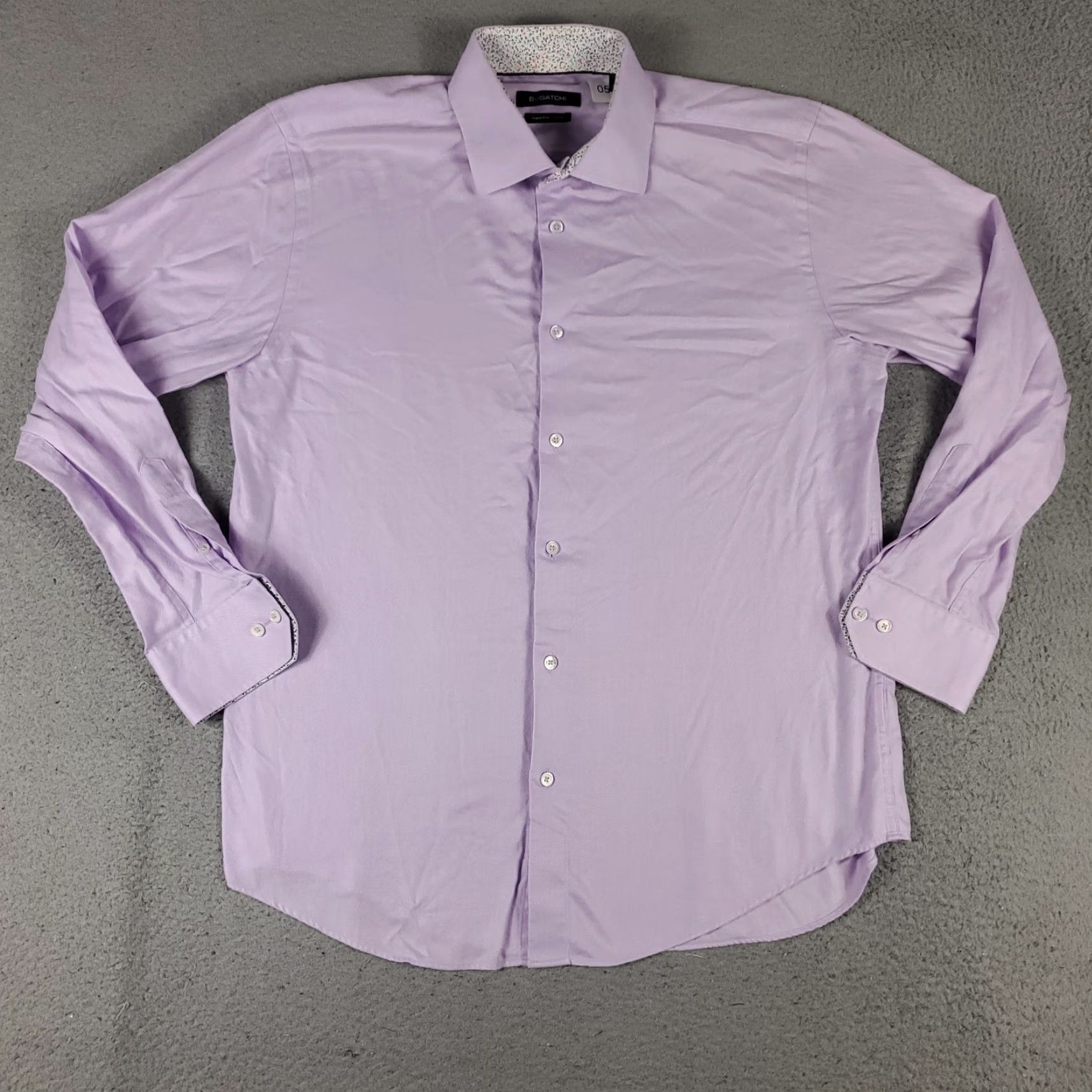 BUGATCHI Bugatchi Uomo Shirt Mens Size 16.5 Purple Dress Button Up Long Sleeve Size 42R - 2 Thumbnail