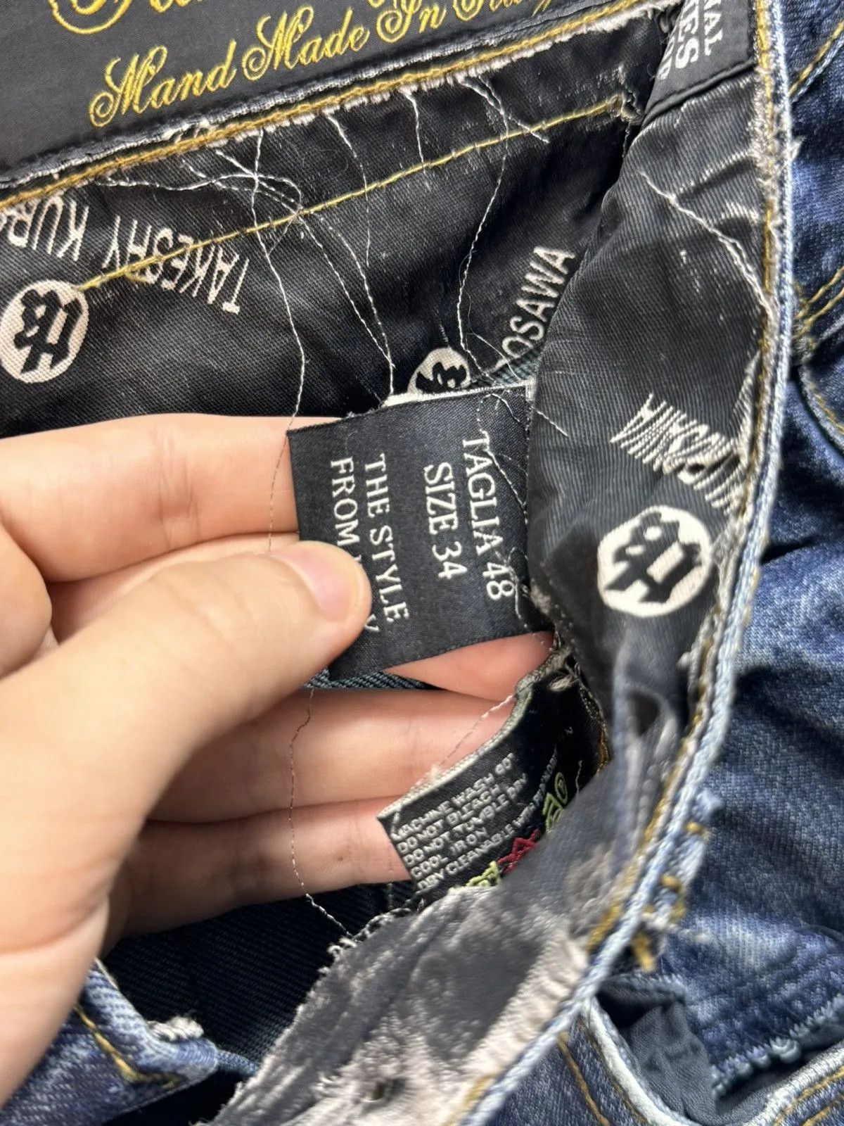 Takeshy Kurosawa Vintage Japan Takeshy Kurosawa Sequin Logo Denim pants baggy Size US 34 / EU 50 - 12 Thumbnail