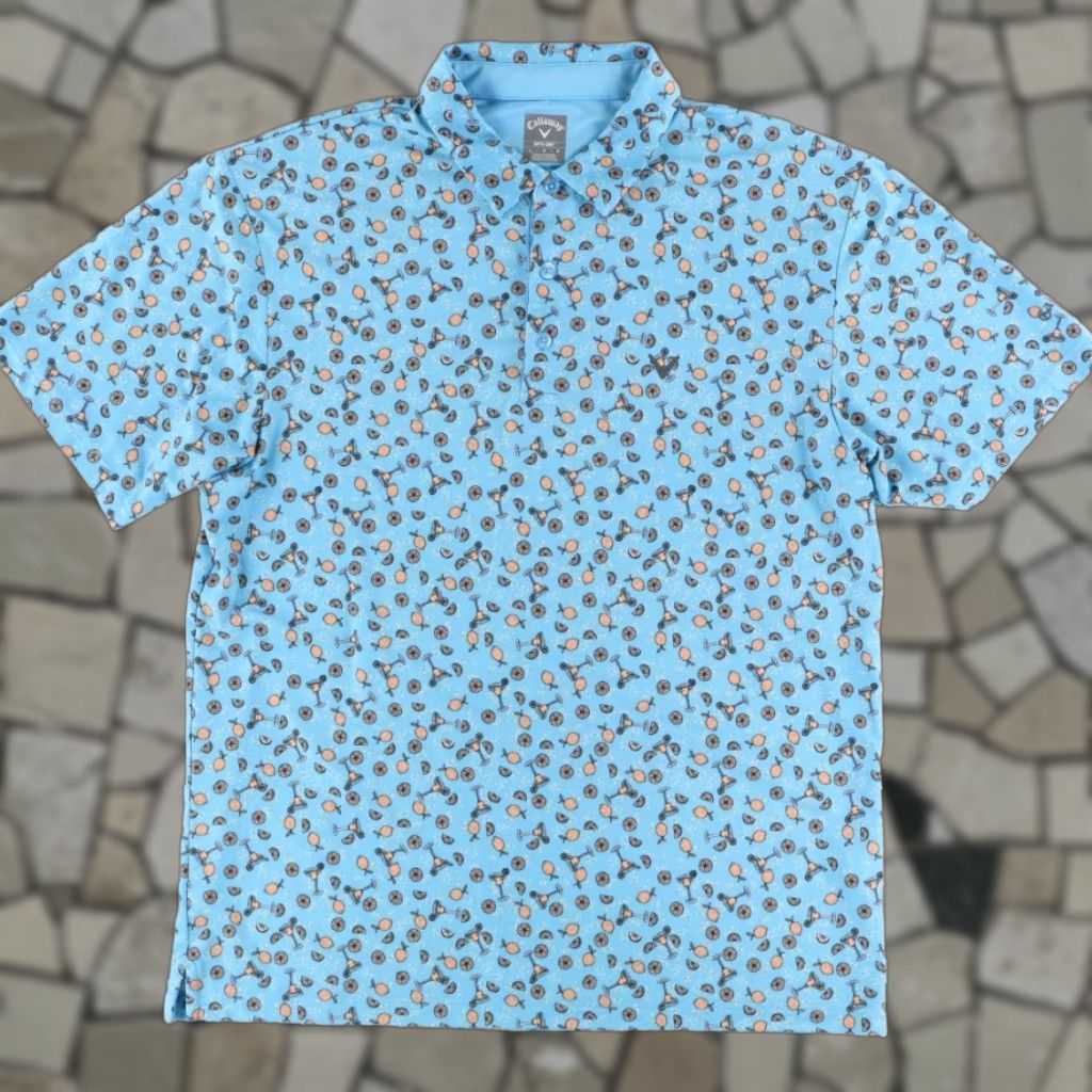 Callaway Callaway Opti-Dri Orange Slice Print Stretch Polo Shirt Blue Men's L Size US L / EU 52-54 / 3 - 1 Thumbnail