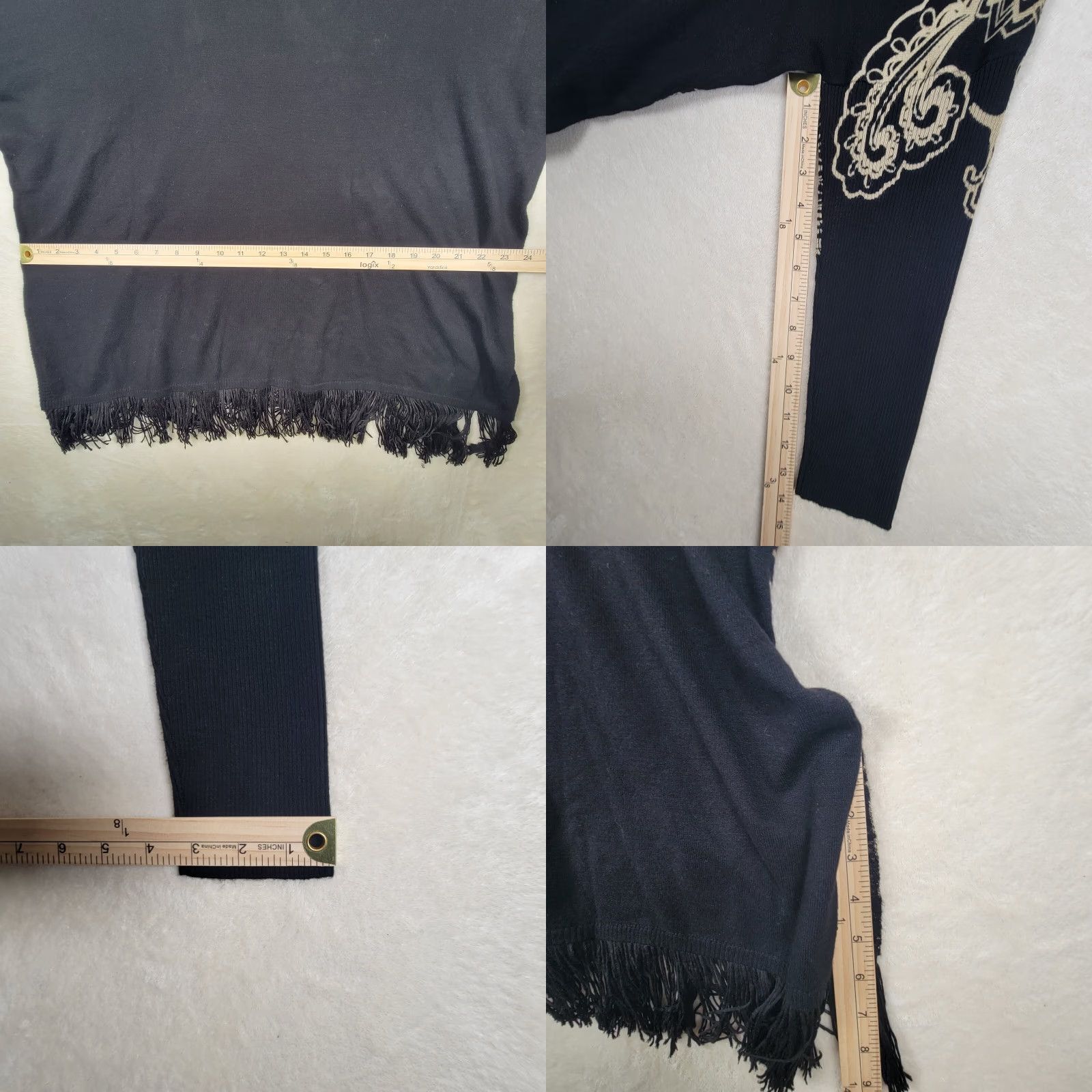 Desigual VINTAGE Desigual Black Floral Cowl Neck Fringe Blouse Size XL / US 12-14 / IT 48-50 - 9 Thumbnail