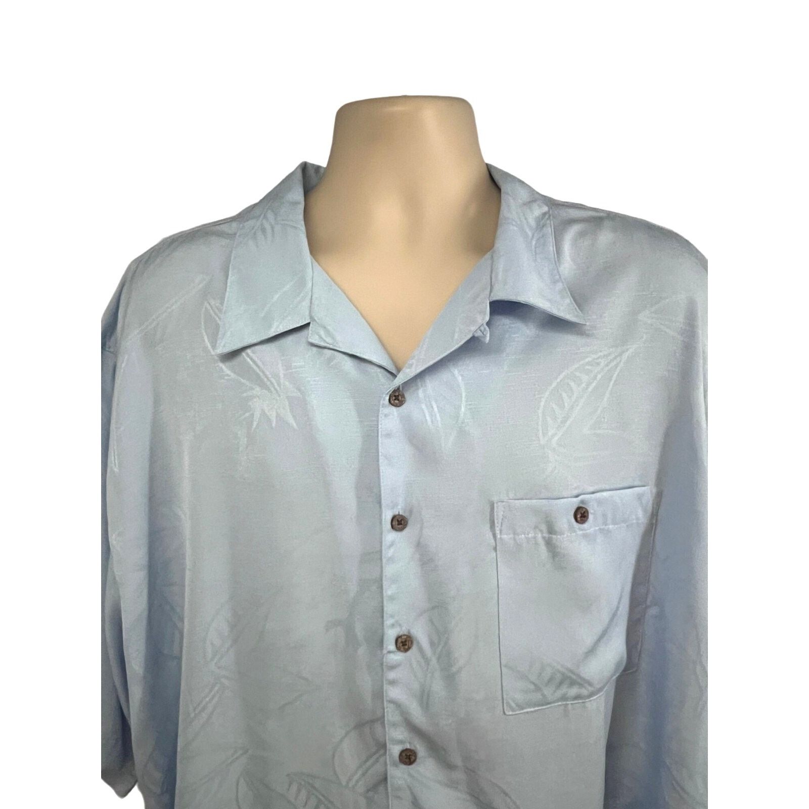 Vintage Blue Suede Hawaiian Floral Button Up Camp Shirt 3XLT Pocket Size US XXL / EU 58 / 5 - 3 Thumbnail