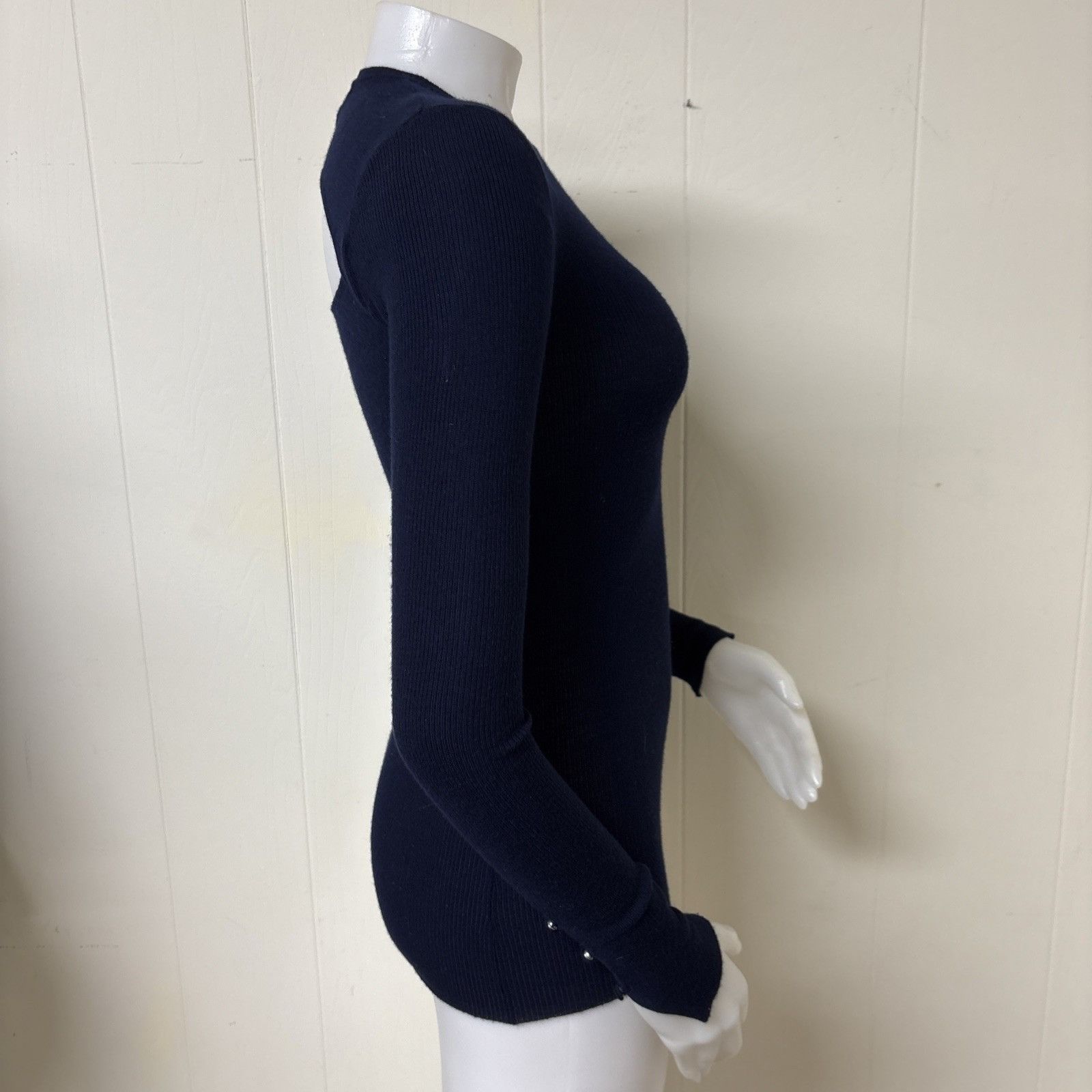 Other Lewit Wool Sweater Womens XS Blue Merino Pullover Cut Out Ba Size XS / US 0-2 / IT 36-38 - 4 Thumbnail