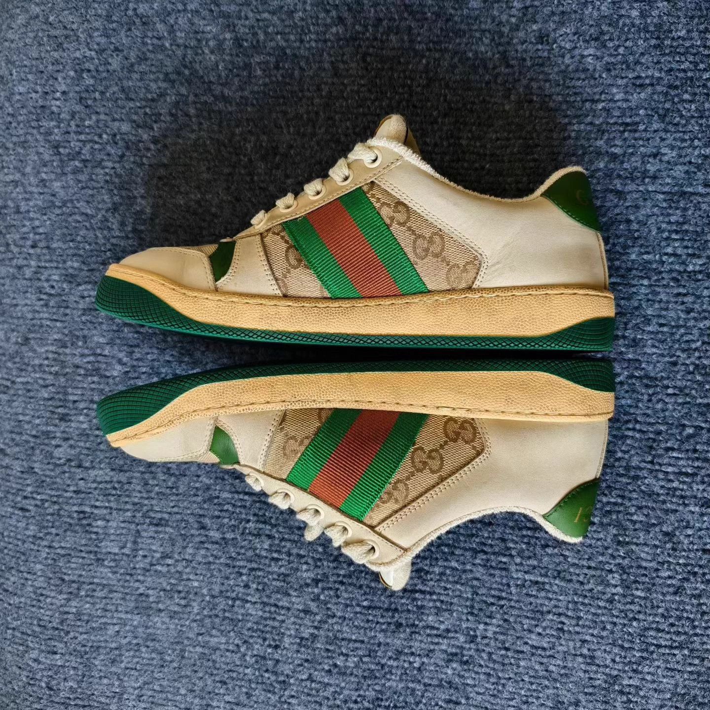 Gucci GUCCI Screener green distressed canvas women's sneaker Size US 5 / IT 35 - 3 Thumbnail