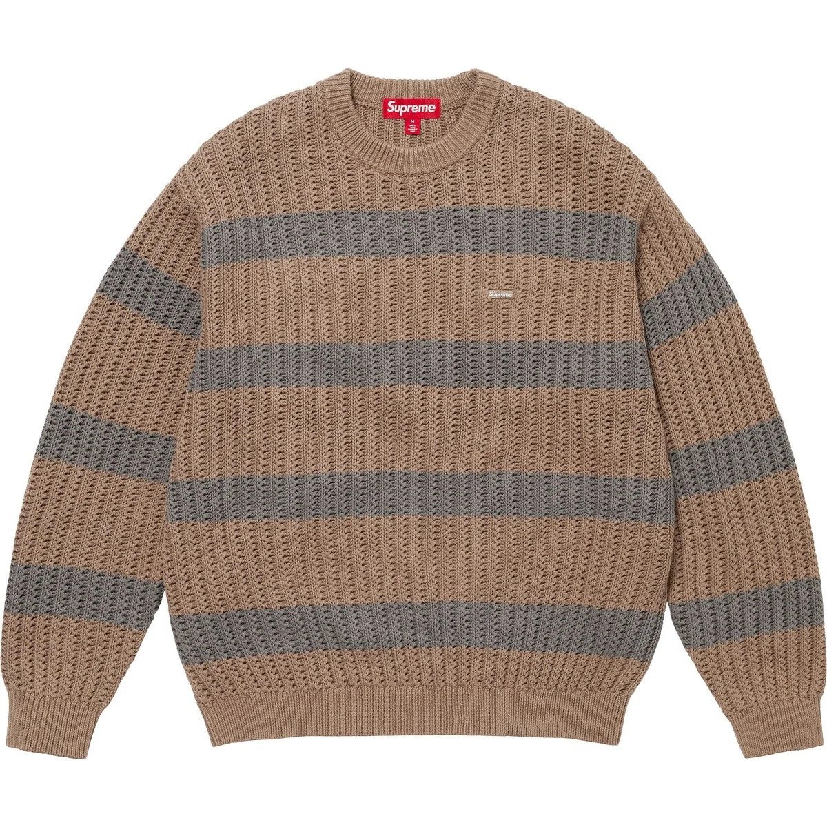 Supreme Supreme Loose Gauge Stripe Small Box Sweater Khaki Size US M / EU 48-50 / 2 - 2 Thumbnail