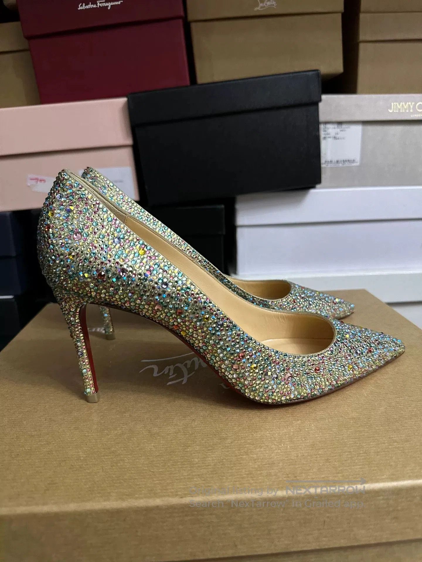 Christian Louboutin Christian Louboutin Crystal Embellished Heels. Size US 7 / IT 37 - 3 Thumbnail