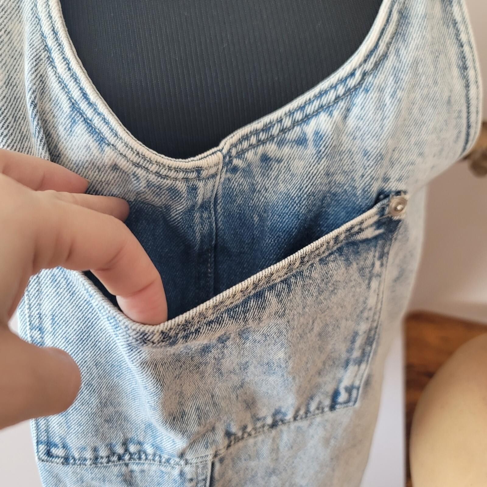 Other Acid Wash Denim Pinafore Overall Dress Sz M Grunge Minimal Size M / US 6-8 / IT 42-44 - 4 Thumbnail