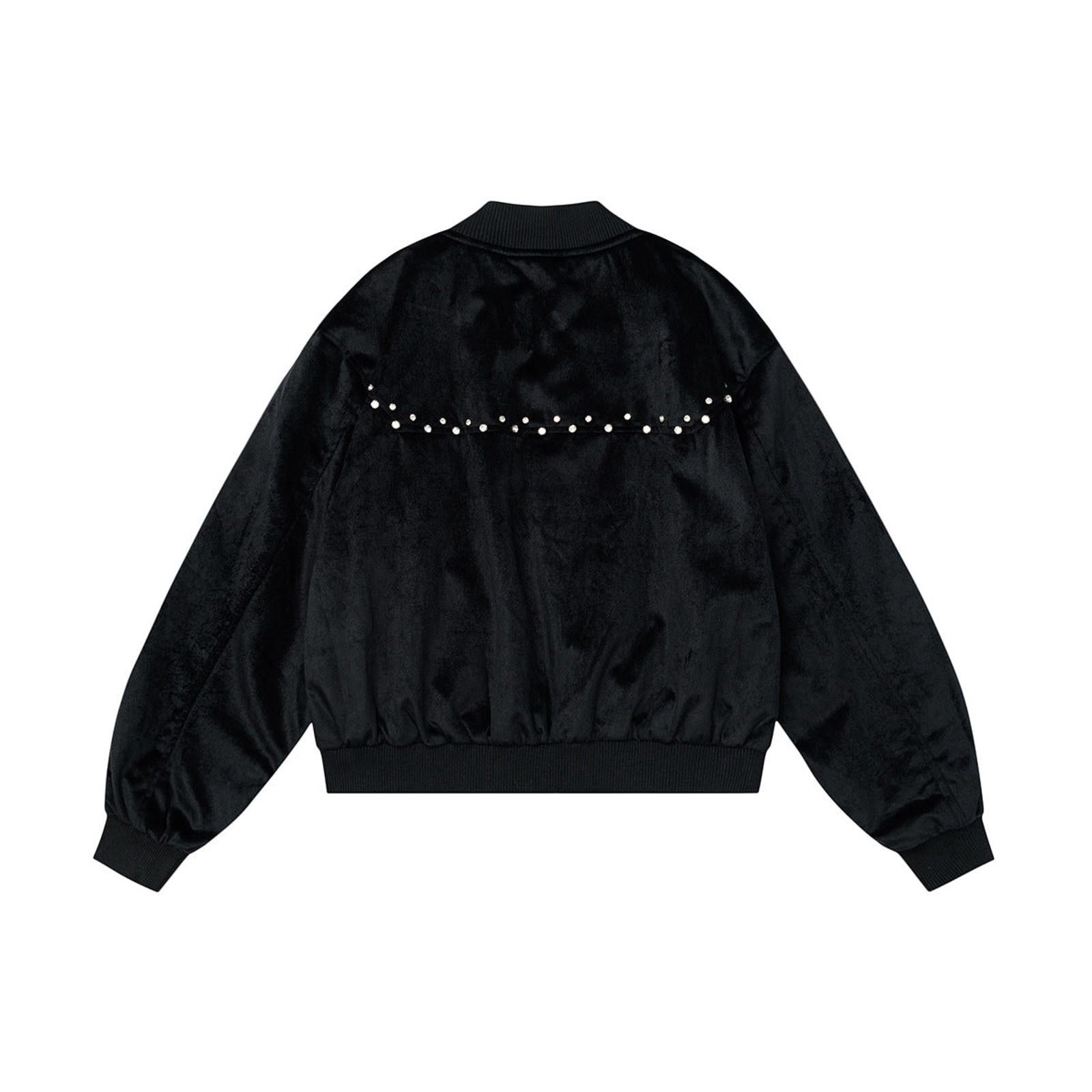 Japanese Brand Velvet Bomber Jacket with Studded Detail Size US M / EU 48-50 / 2 - 2 Thumbnail