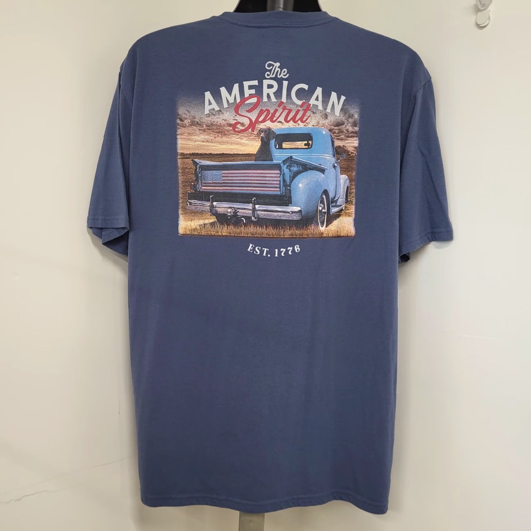 Market Farm To Market T-Shirt Mens XL Blue American Spirit Est. 1776 Chevy Trunks Trucks Graphic Print Size US XL / EU 56 / 4 - 4 Thumbnail