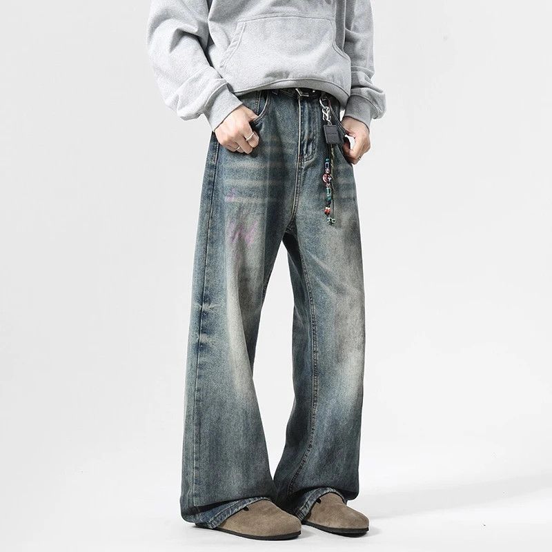 Japanese Brand × Vintage Loose jeans printing korean style Size US 33 - 1 Thumbnail
