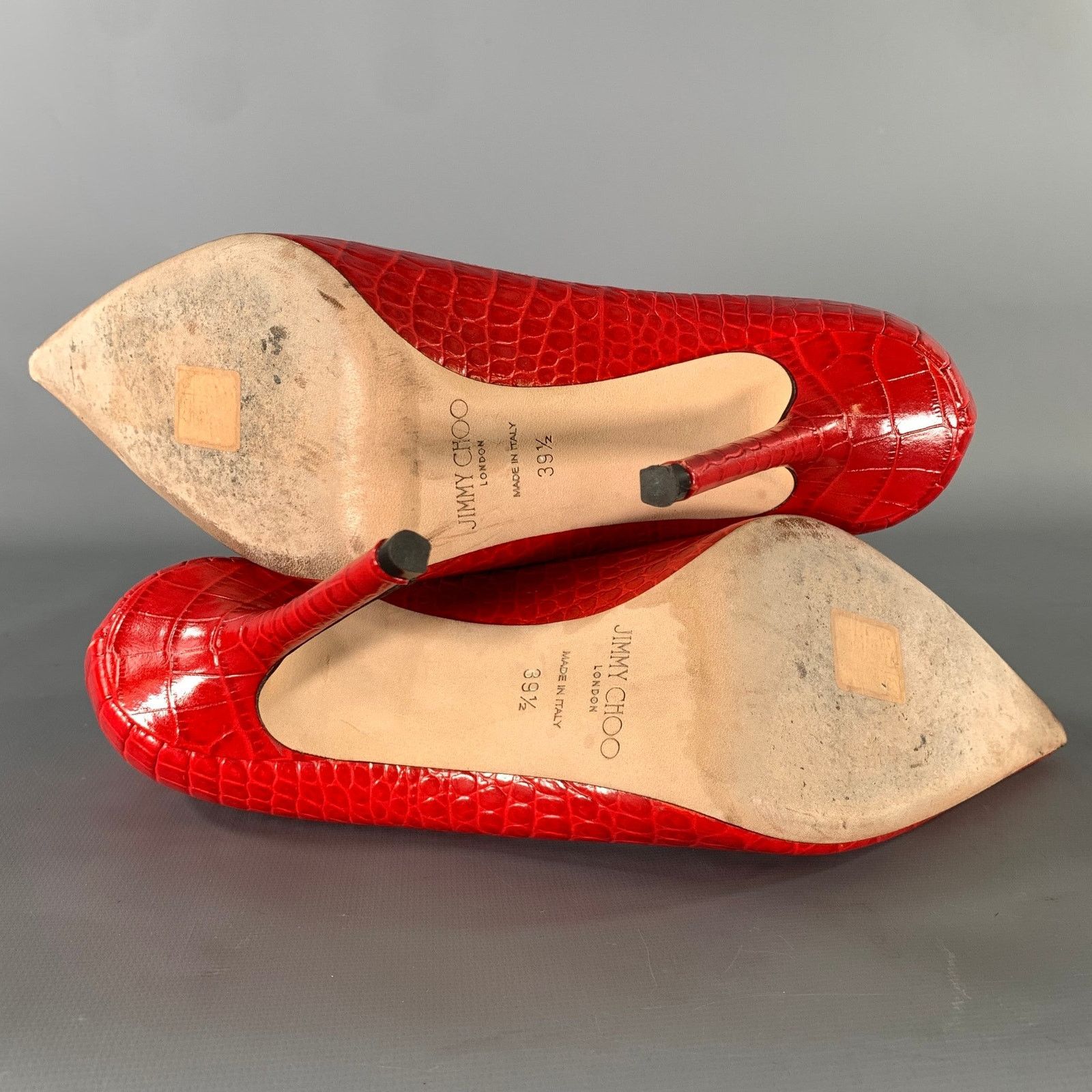 Jimmy Choo JIMMY CHOO Size 9 Red Croc Embossed Leather Pumps Size US 9 / IT 39 - 6 Thumbnail