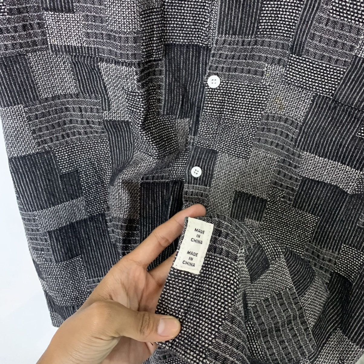 Japanese Brand Pattern patchwork grey black shortsleeve shirt Size US L / EU 52-54 / 3 - 6 Thumbnail