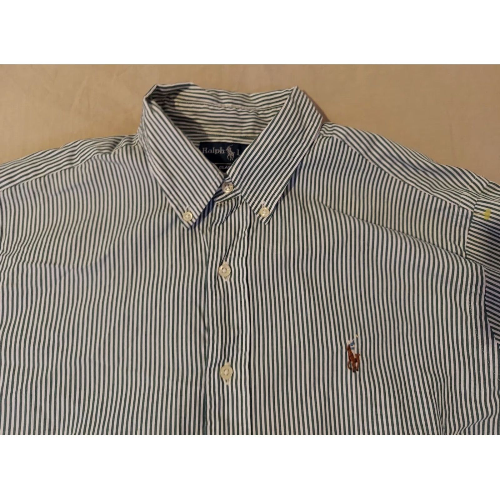 Polo Ralph Lauren Polo Ralph Lauren Dress Shirt Mens Button-Up 16 32 33 Green Stripes Cotton Long Sleeve 16 Size Regular Shirt Mens Green Stripes Cotton Shirt Size 42R - 2 Thumbnail