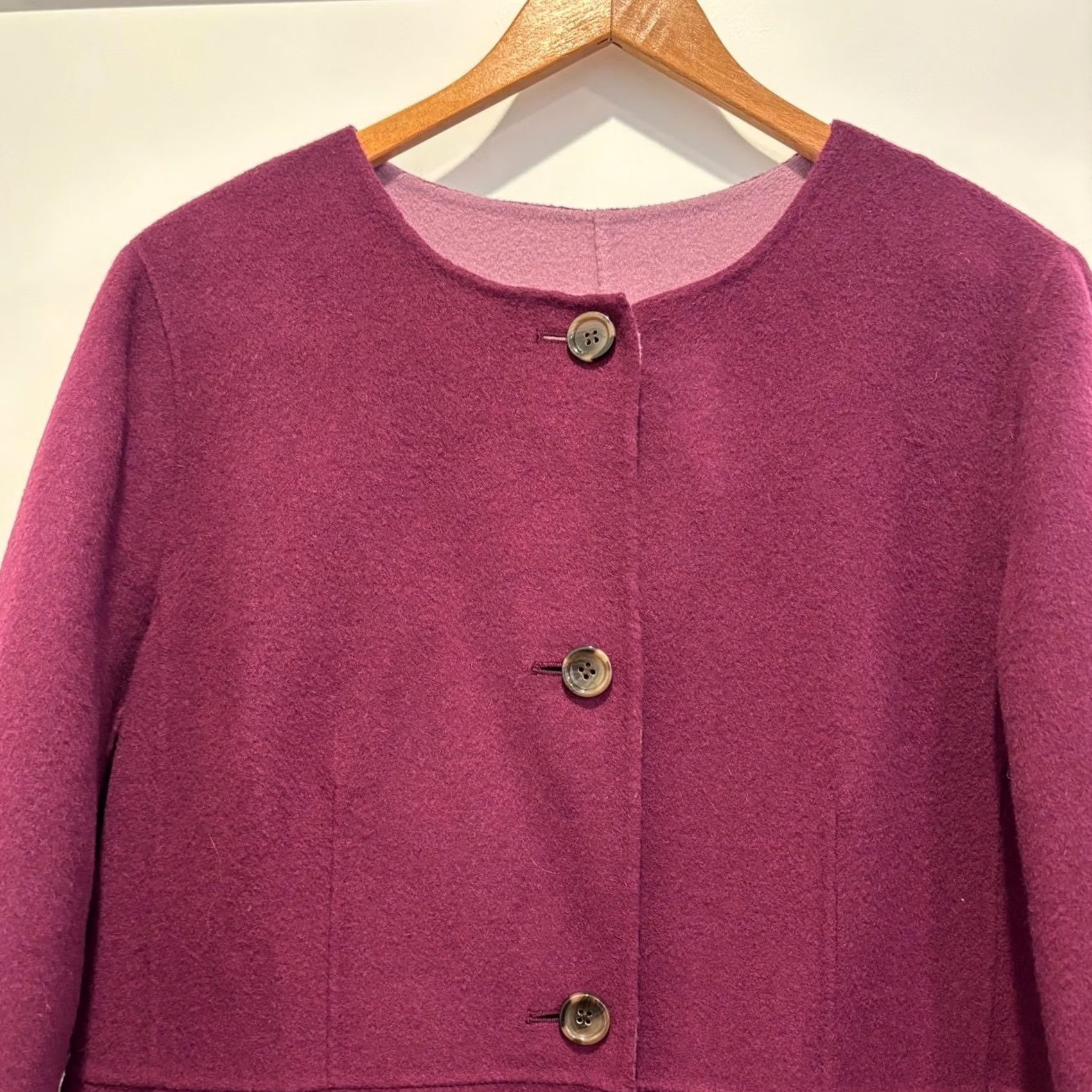 Talbots Talbots Women XL Reversible Jacket Coat Wool Blend Maroon Pink Open Front Casual Size XL / US 12-14 / IT 48-50 - 2 Thumbnail