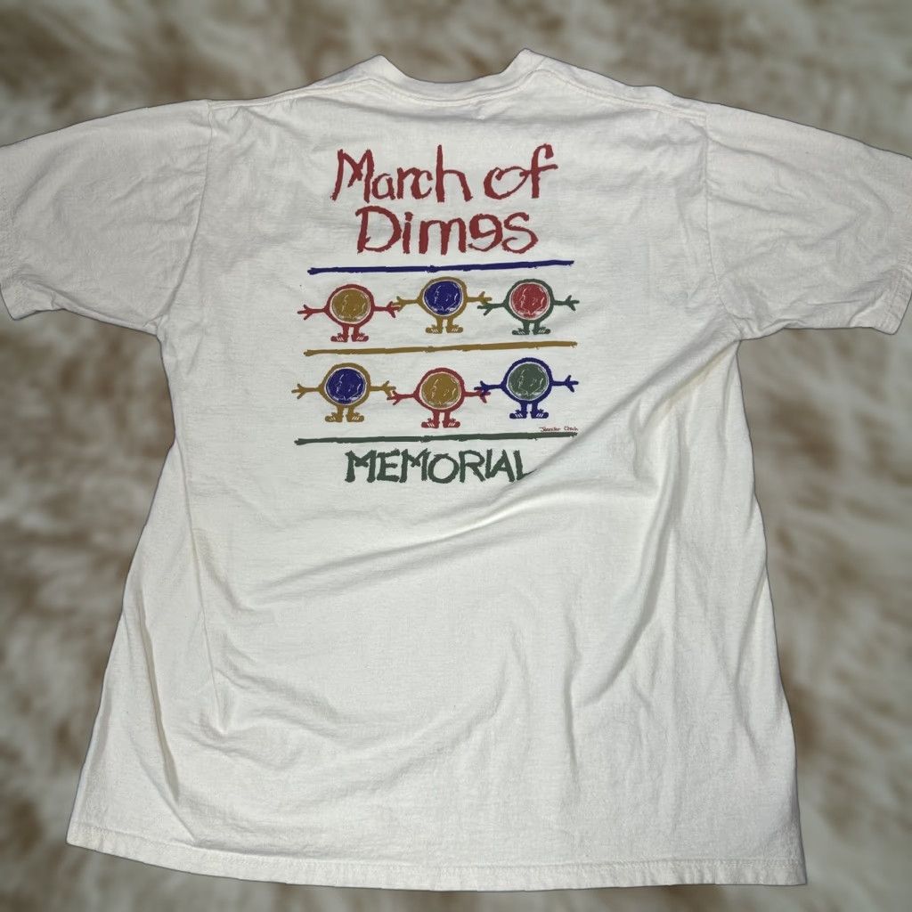 Jerzees Jerzees T-Shirt Beige Graphic March Of Dimes Memorial Cotton Sz XL Mens Short Sleeve Vintage Solo? Size US XL / EU 56 / 4 - 1 Thumbnail