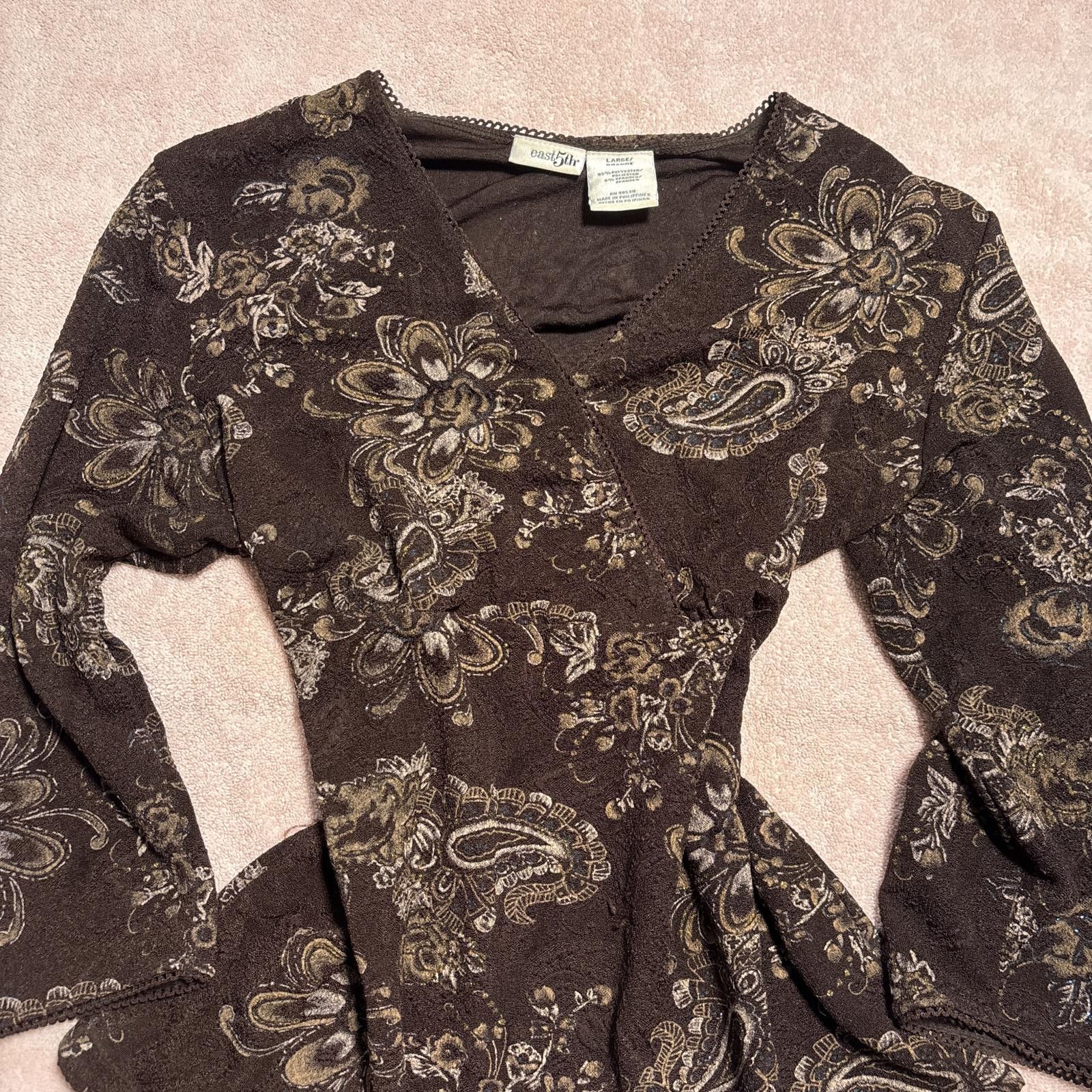 Other y2k fairy core floral brown blouse top Size L / US 10 / IT 46 - 4 Thumbnail