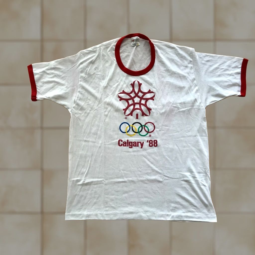 Vintage True VTG Calgary Winter Olympics 1988 Shirt Mens XL Red White EUC Stansfield Size US XL / EU 56 / 4 - 1 Thumbnail
