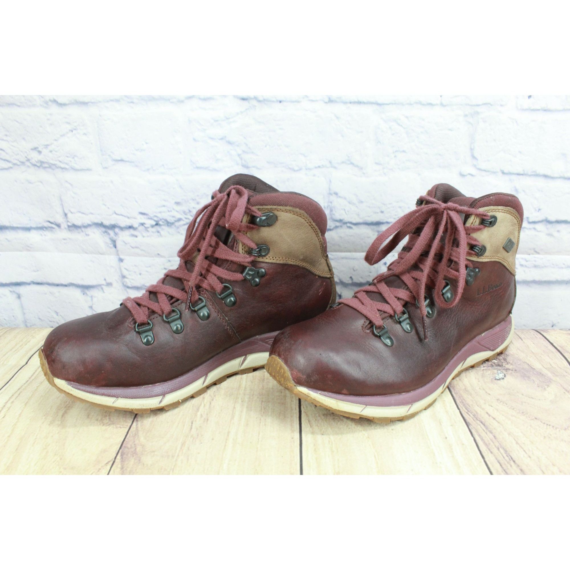 L.L. Bean × Leather LL Bean Alpine Burgundy Leather Waterproof Hiking Boots Size US 9.5 / IT 39.5 - 2 Thumbnail