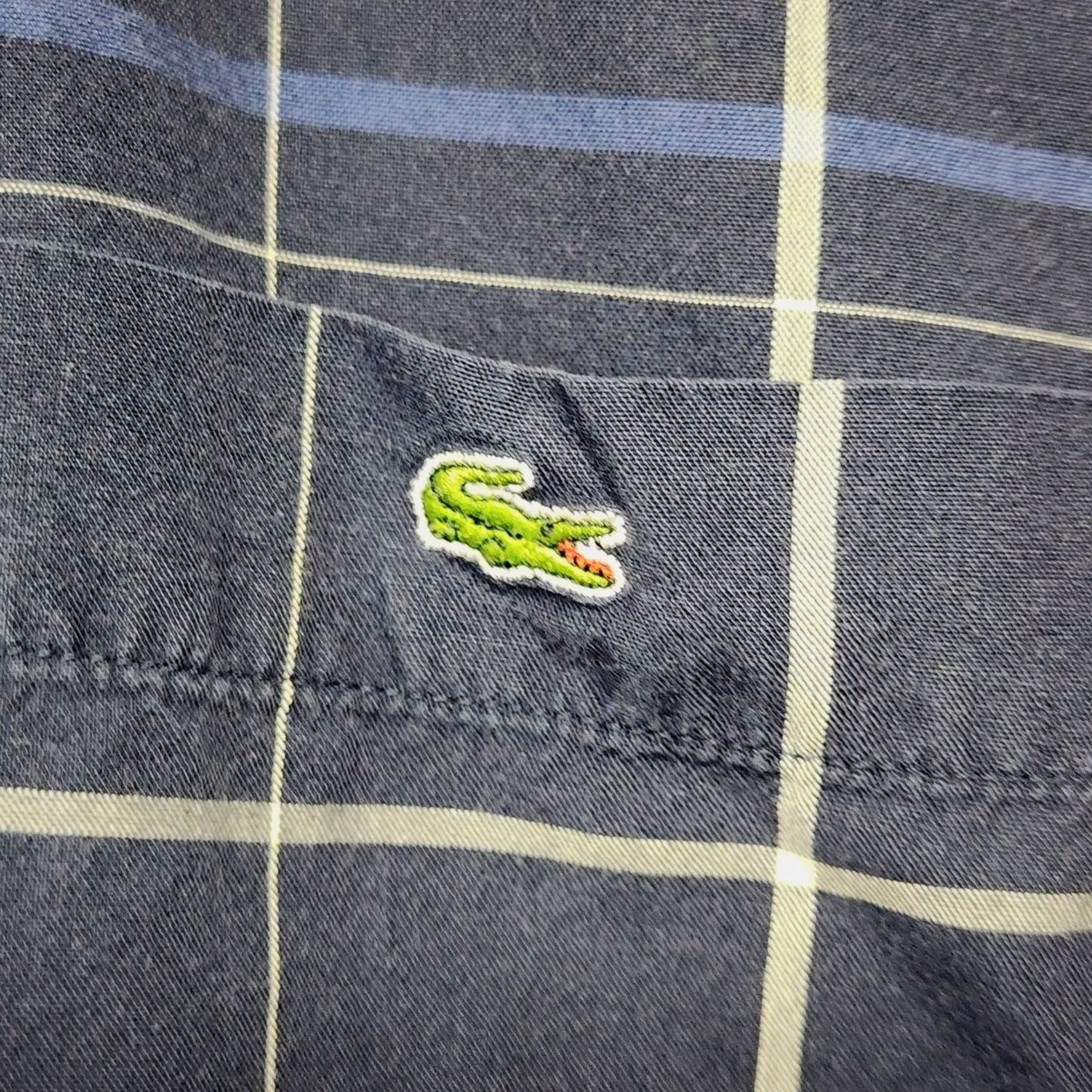 Lacoste Lacoste Mens XL Blue Plaid Button Down Shirt Long Sleeve Crocodile Logo Cotton Size US XL / EU 56 / 4 - 6 Thumbnail