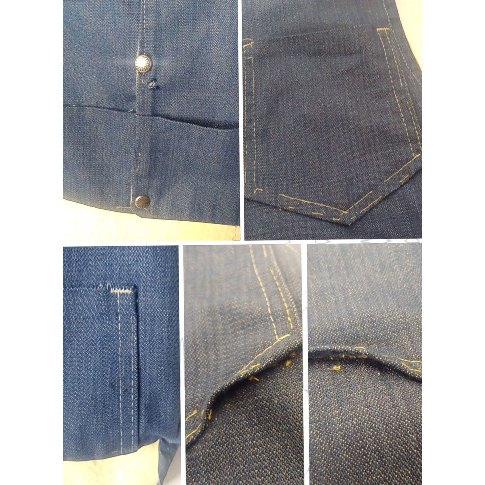 Denime VINTAGE Vest Denim Blue Jean L Sherpa Lined Western Work READ Mens 24" Chest 24" Front 27.5" Back Size US 33 - 6 Thumbnail