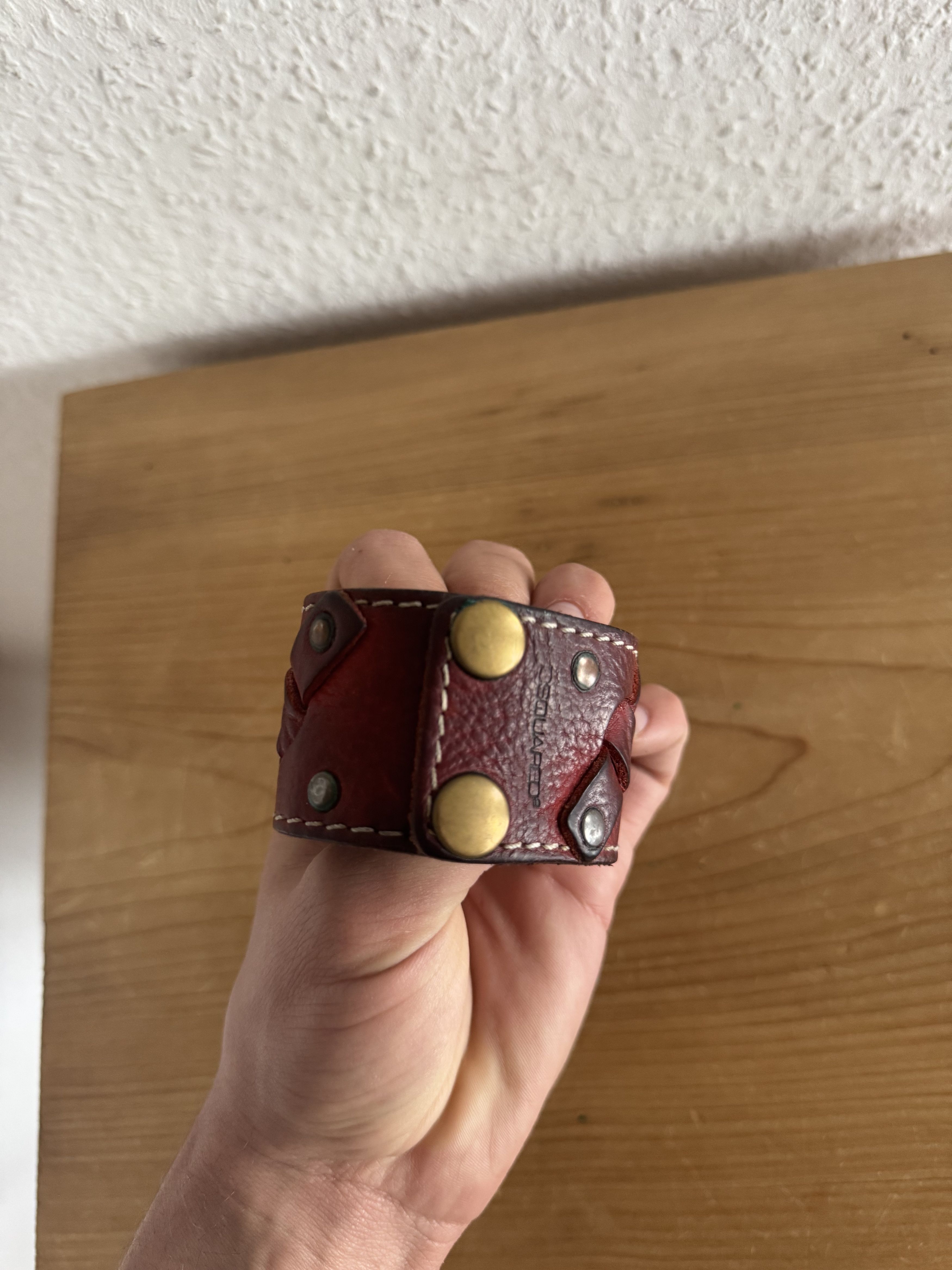 Dsquared2 Red Leather Studded Cuff Bracelet Size ONE SIZE - 4 Thumbnail