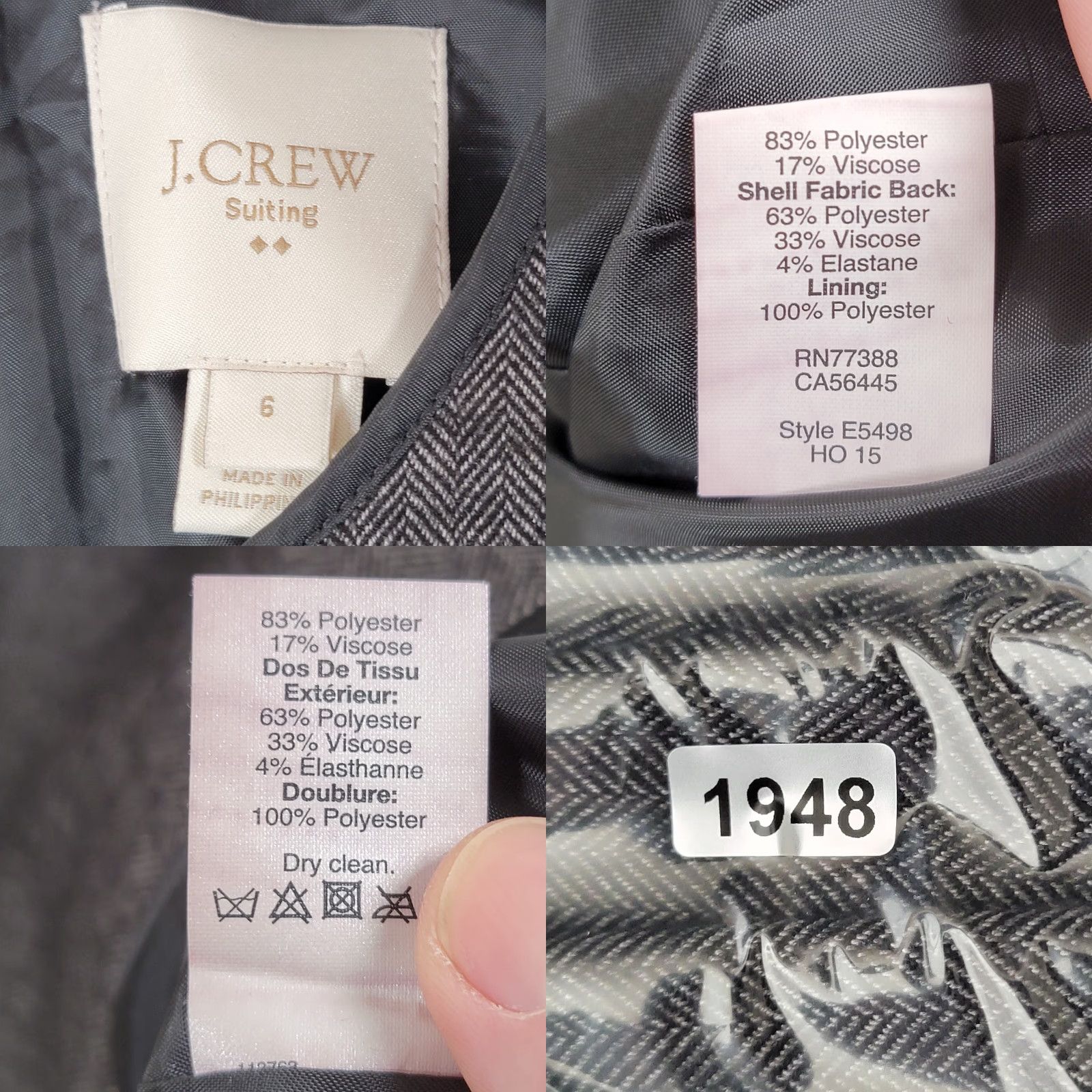 J.Crew J. Crew Women's Dress Size 6 Gray Wool Blend Herringbone Sleeveless Sheath Size M / US 6-8 / IT 42-44 - 9 Thumbnail