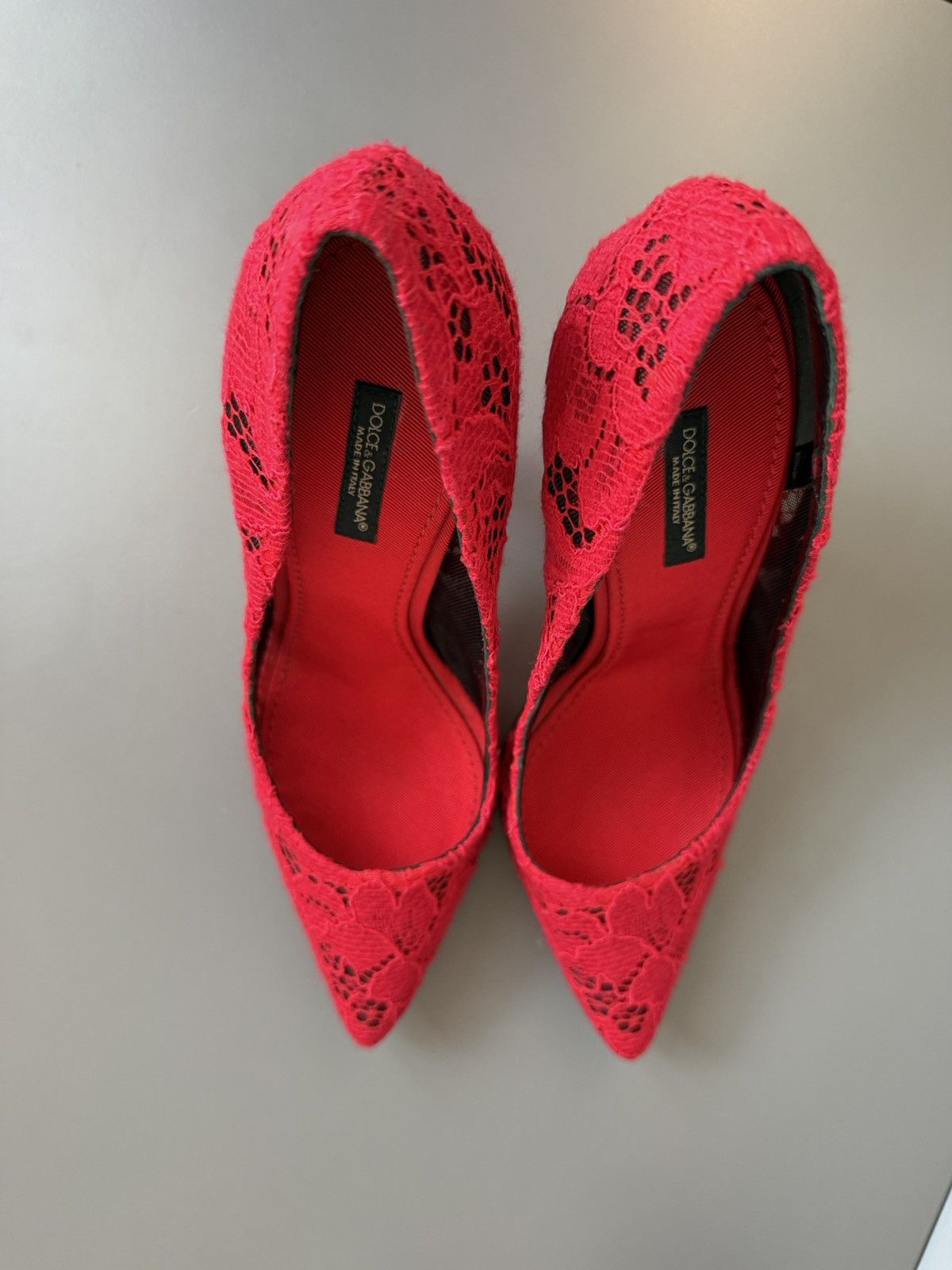 Dolce & Gabbana Lace high-heeled shoes Red Size 37 Size US 7 / IT 37 - 2 Thumbnail