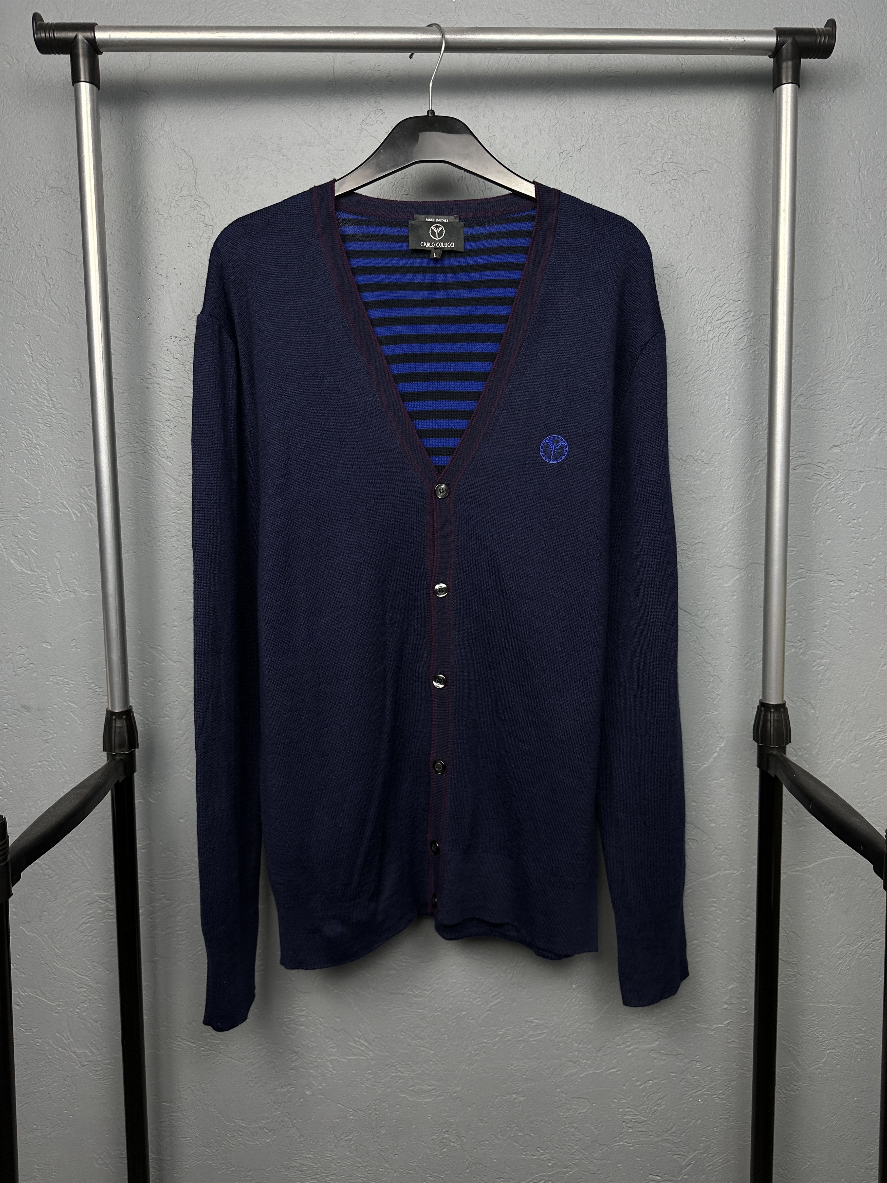 Carlo Colucci Carlo Colucci Mens Cotton - Wool Cardigan Sweater Size US L / EU 52-54 / 3 - 1 Thumbnail