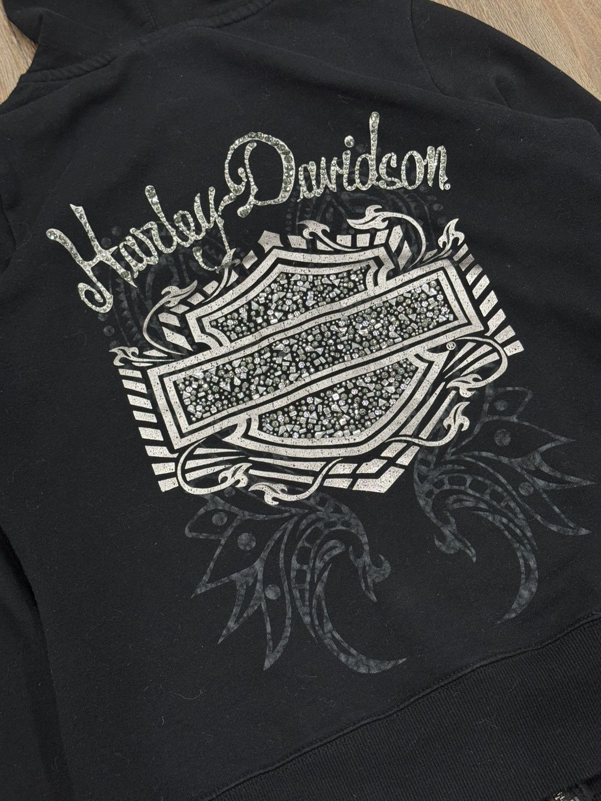 Harley Davidson Vintage 2012 Harley-Davidson Women’s Rhinestone Zip Hoodie Size L / US 10 / IT 46 - 6 Thumbnail