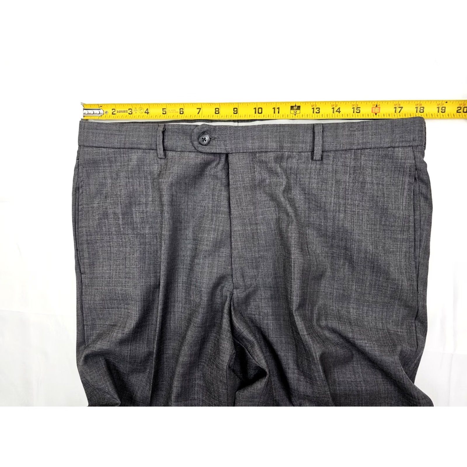 Joseph Abboud JOSEPH ABBOUD Dress Pants Men 36x29 Wool Tollegno 1900 Super 120s Heather Gray Flat Front, Regular Fit, Button Pockets, Dress Trouser Size US 36 / EU 52 - 5 Thumbnail