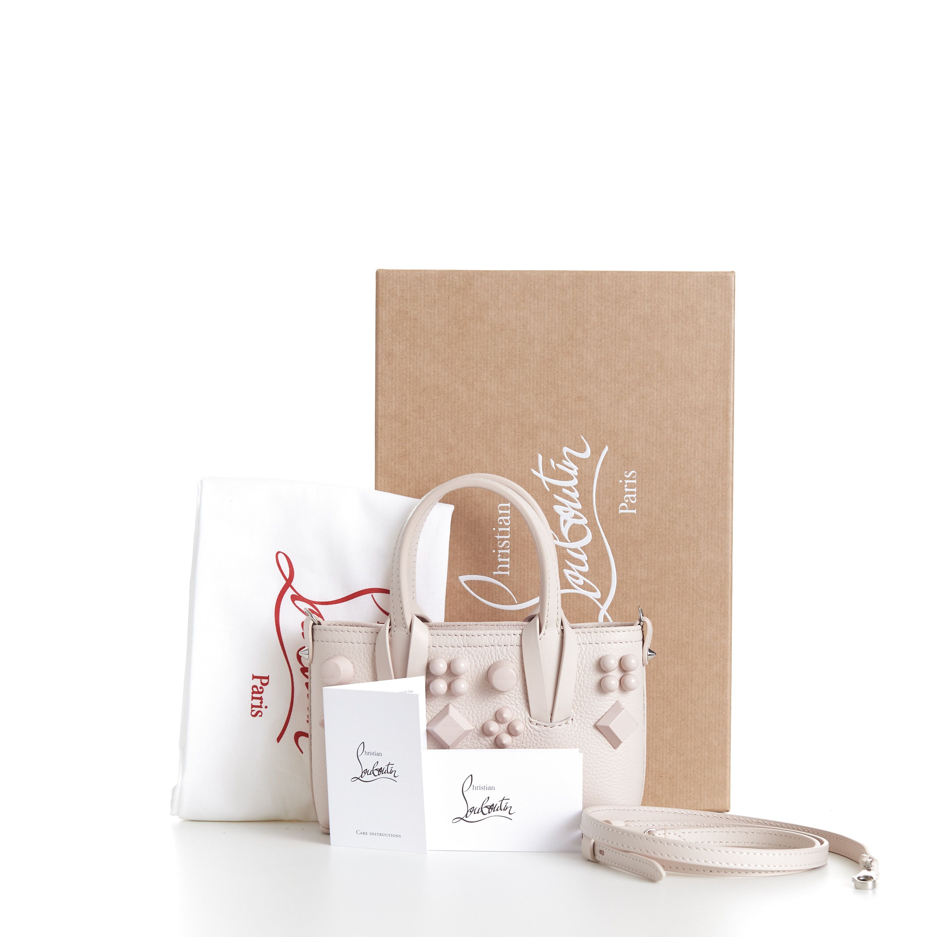 Christian Louboutin Mini Cabata E/W Bag - Milk White Leather, Grained, Spikes Size ONE SIZE - 9 Thumbnail