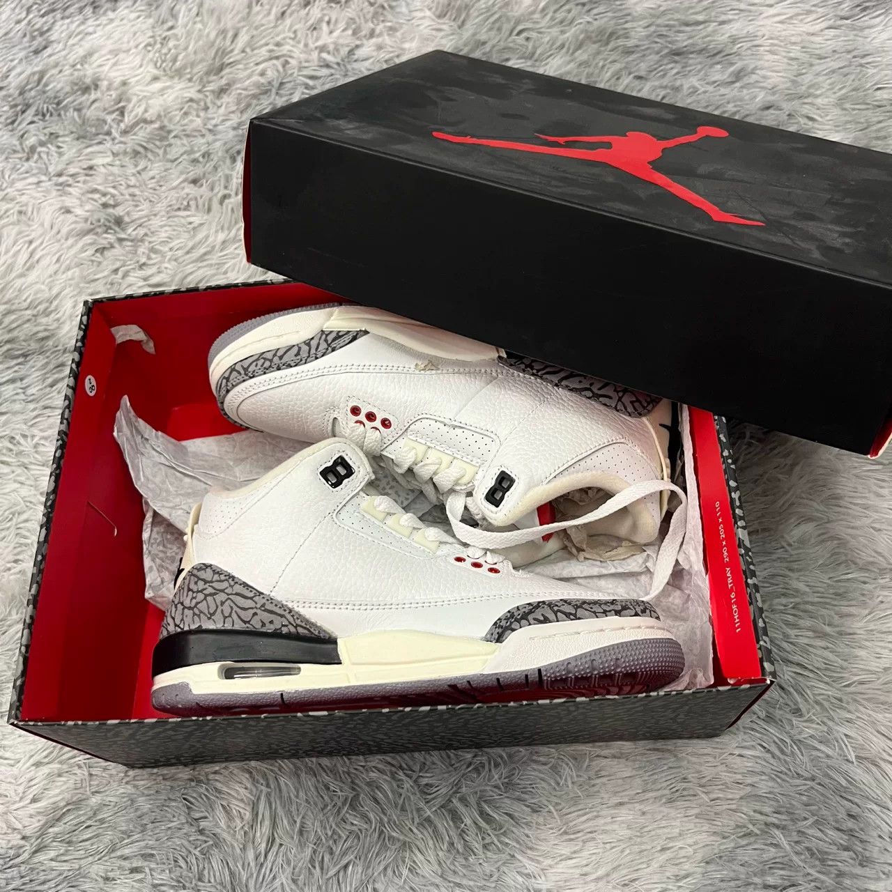 Jordan Brand AJ3 White Cement Sneakers Size US 4.5 / IT 34.5 - 1 Thumbnail