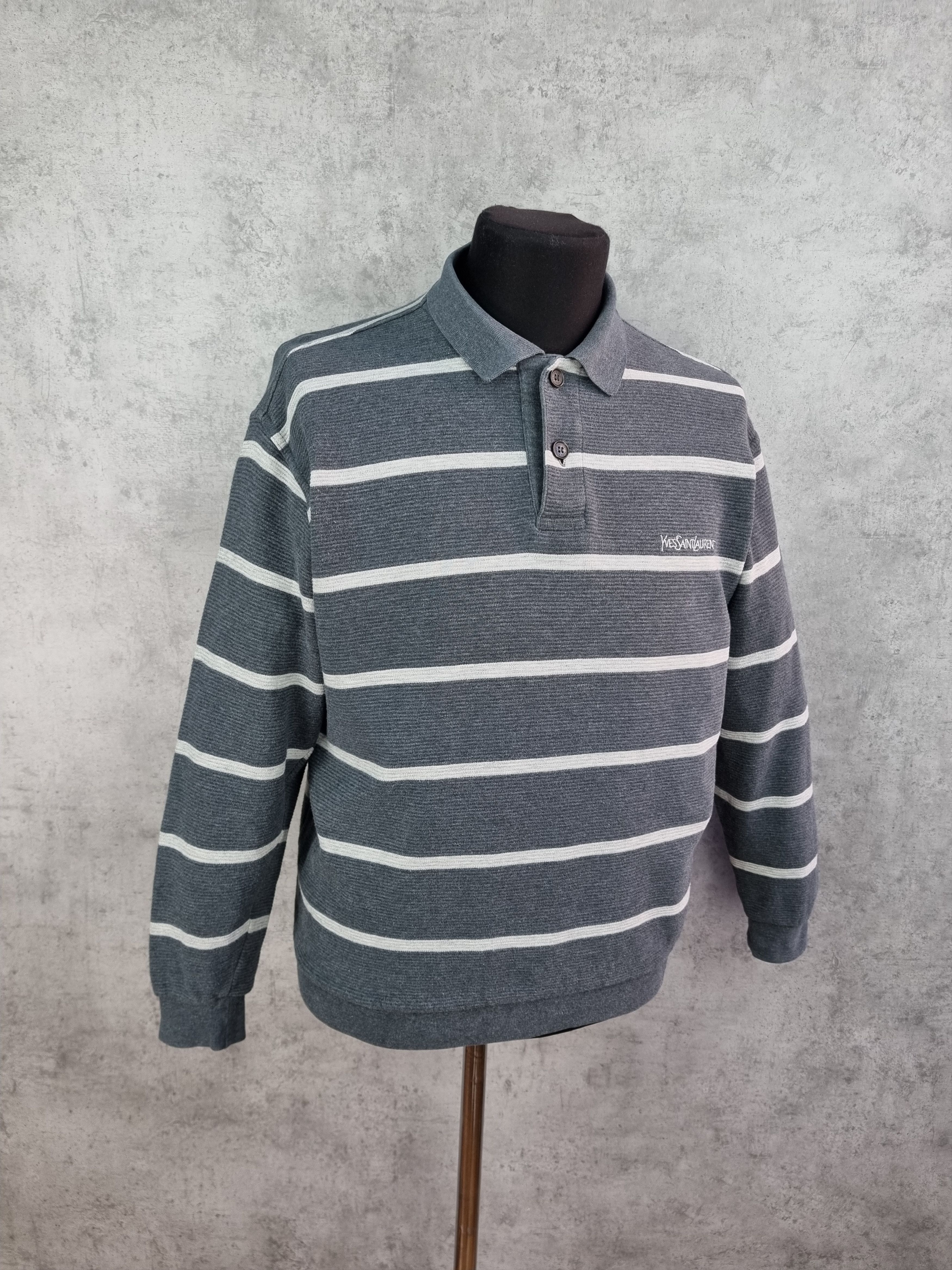 Vintage × Yves Saint Laurent 90s Yves Saint Laurent Pour Homme Striped Sweater Size US L / EU 52-54 / 3 - 13 Thumbnail