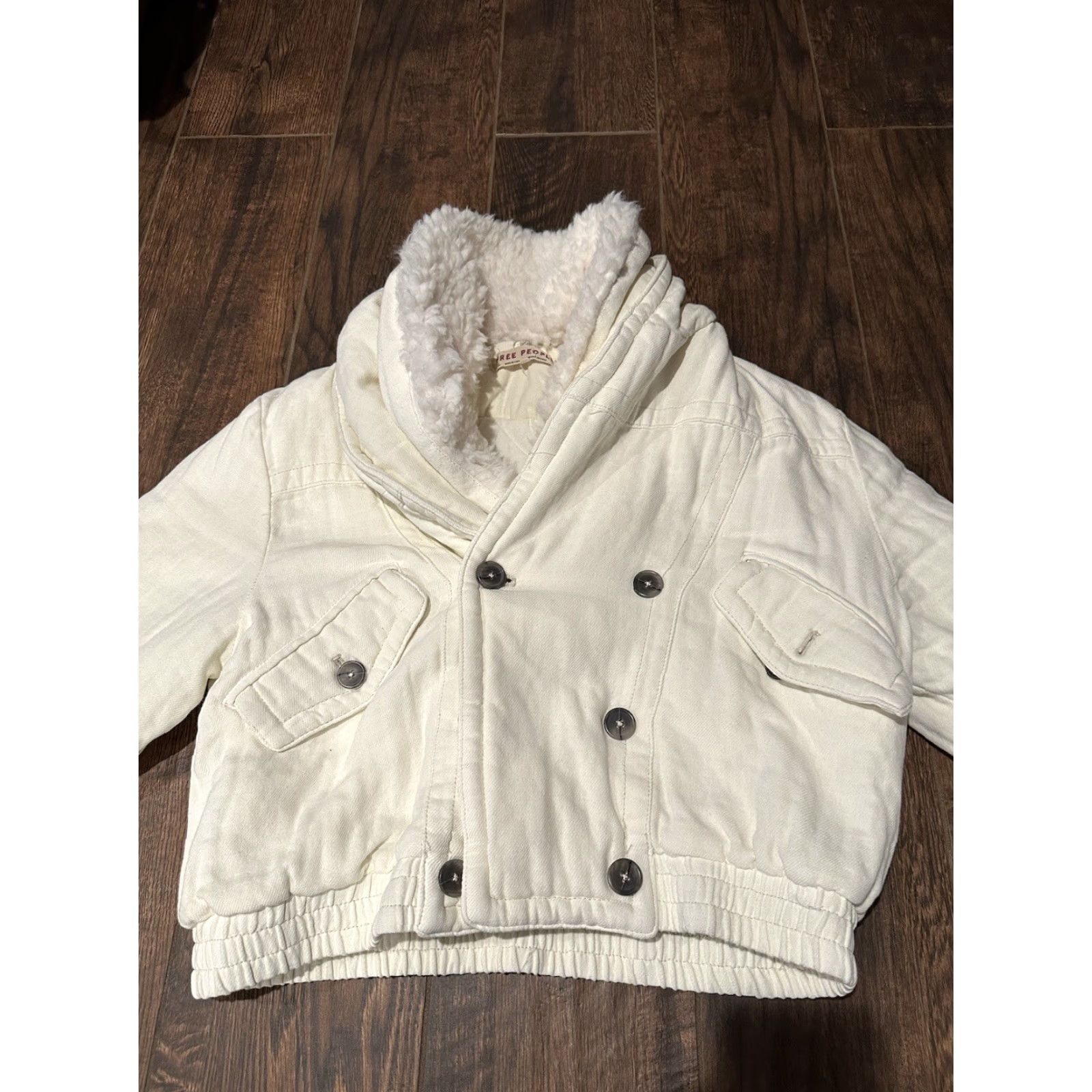 Free People FREE PEOPLE Bomber Jacket Women's Medium Ivory Faux Fur Cropped NWT We The Free Bohemian 70s Size M / US 6-8 / IT 42-44 - 4 Thumbnail