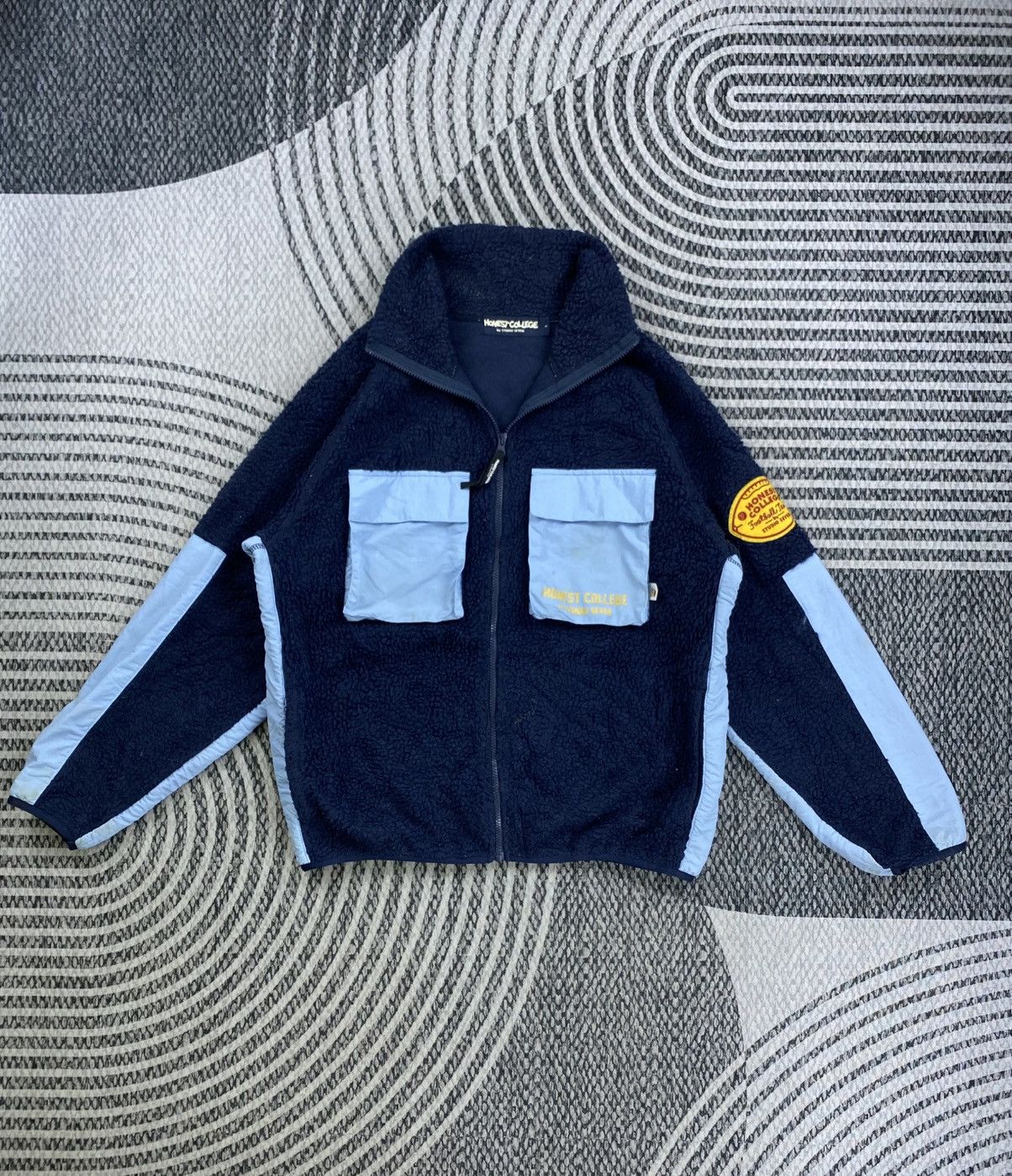 GU Vintage Honest College Bu Studio Seven Fleece Zipper Jacket Size US L / EU 52-54 / 3 - 6 Thumbnail