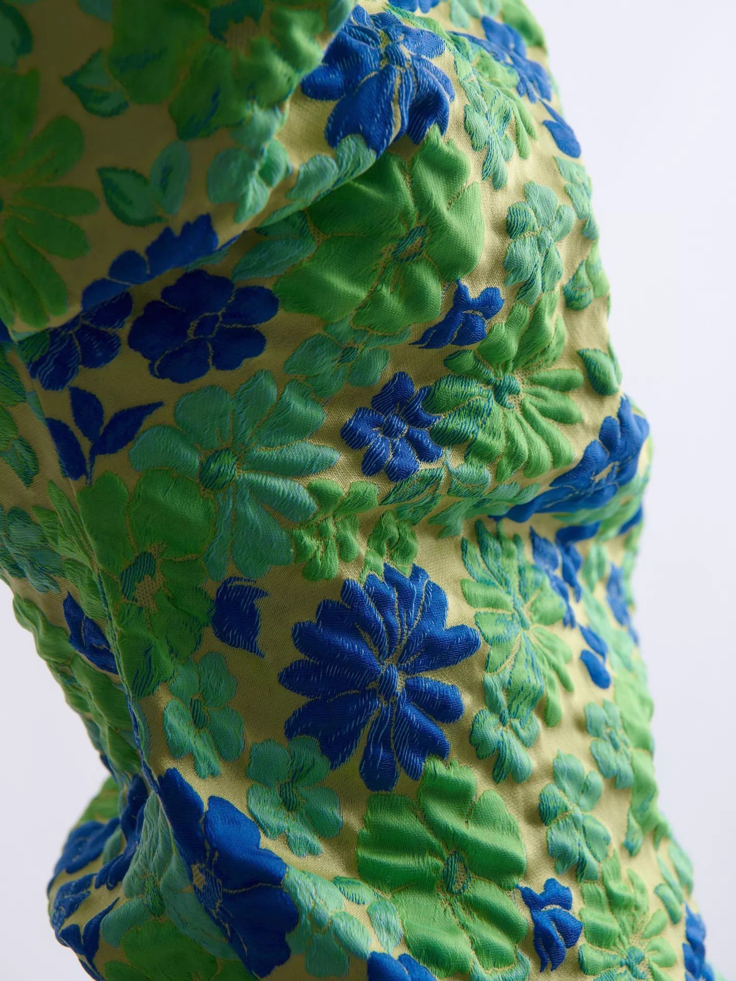 Jil Sander JIL SANDER 18SS Green-Blue Floral Jacquard Asym Twisted Top Size XXS / US 00 / IT 34 - 6 Thumbnail