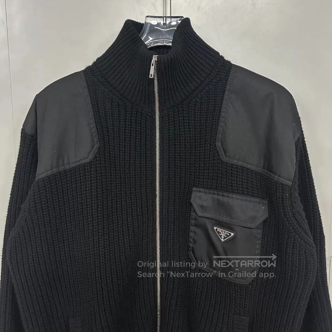 Prada prada black knit jacket with triangle logo. Size US L / EU 52-54 / 3 - 2 Thumbnail