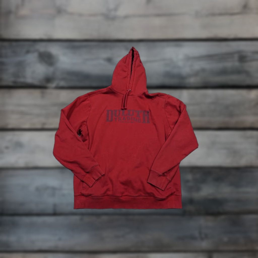Vintage Duluth Mens XL Red Hooded Pullover Sweatshirt Sweater Logo Stretch Casual Winter Fall Spring Outdoor Classic Fit Size US XL / EU 56 / 4 - 1 Thumbnail