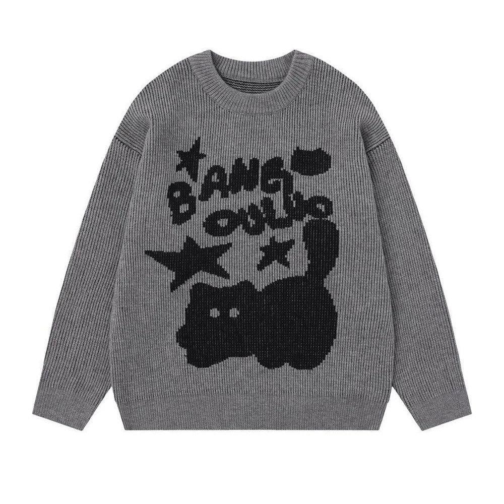 Vintage Men's loose casual cartoon kitten star round neck sweater Size US M / EU 48-50 / 2 - 1 Thumbnail