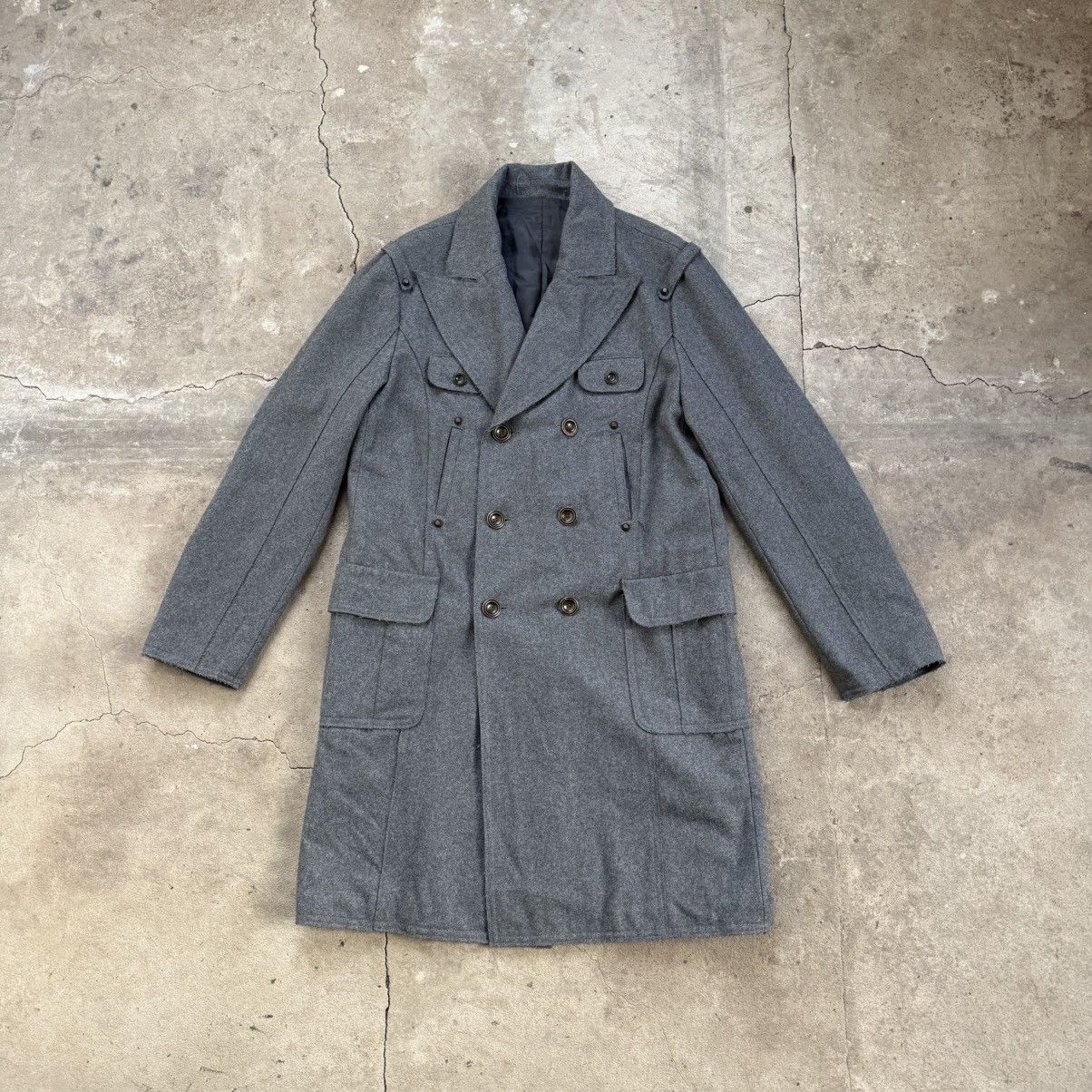 Bray Steve Alan Bray Steve Alan Grey Wool Military Maxi Coat Size US XL / EU 56 / 4 - 4 Thumbnail