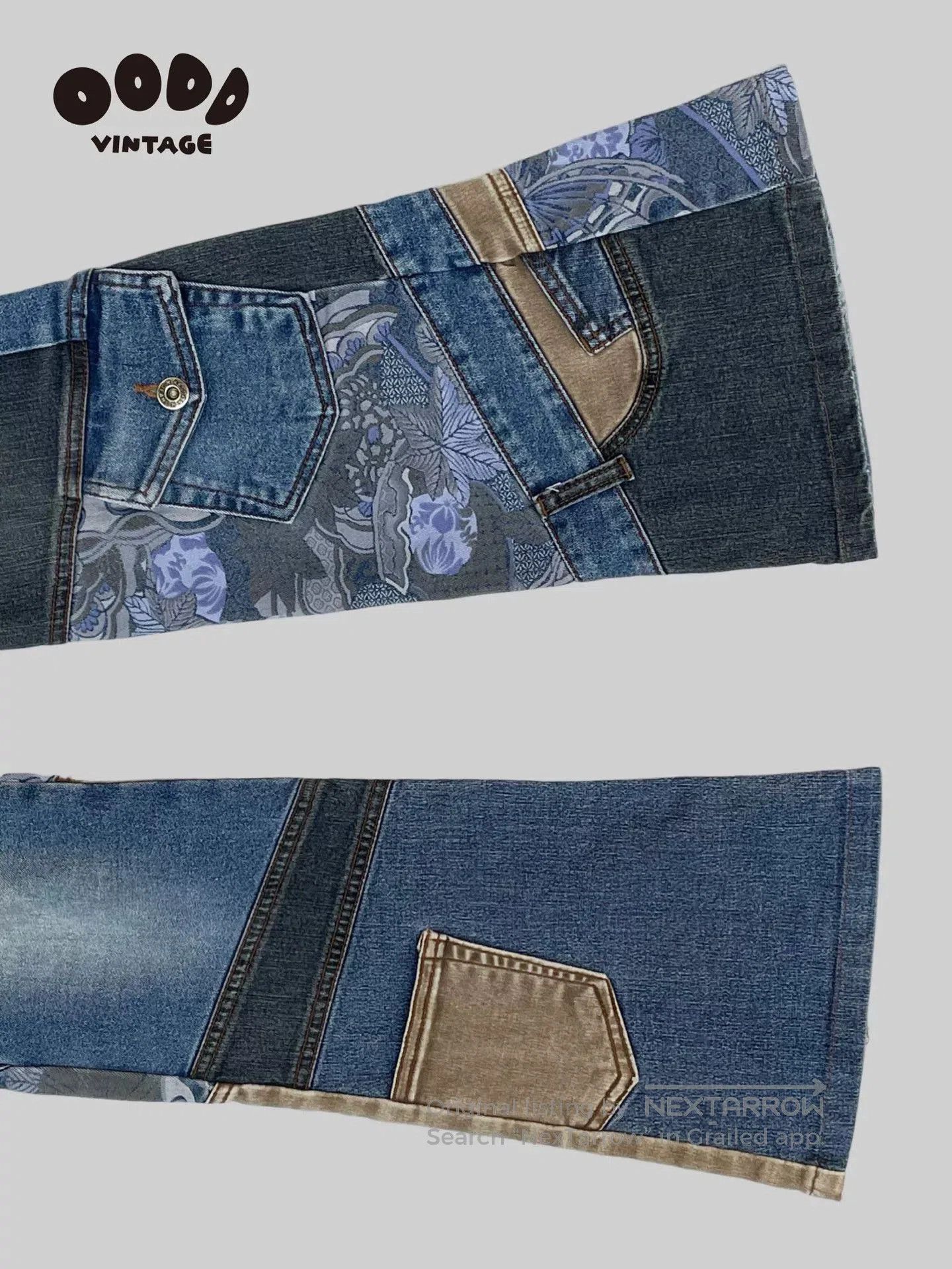 5351 POUR LES FEMMES 00s Patchwork Flared Denim Pants. Size 24" / US 00 / IT 34 - 6 Thumbnail