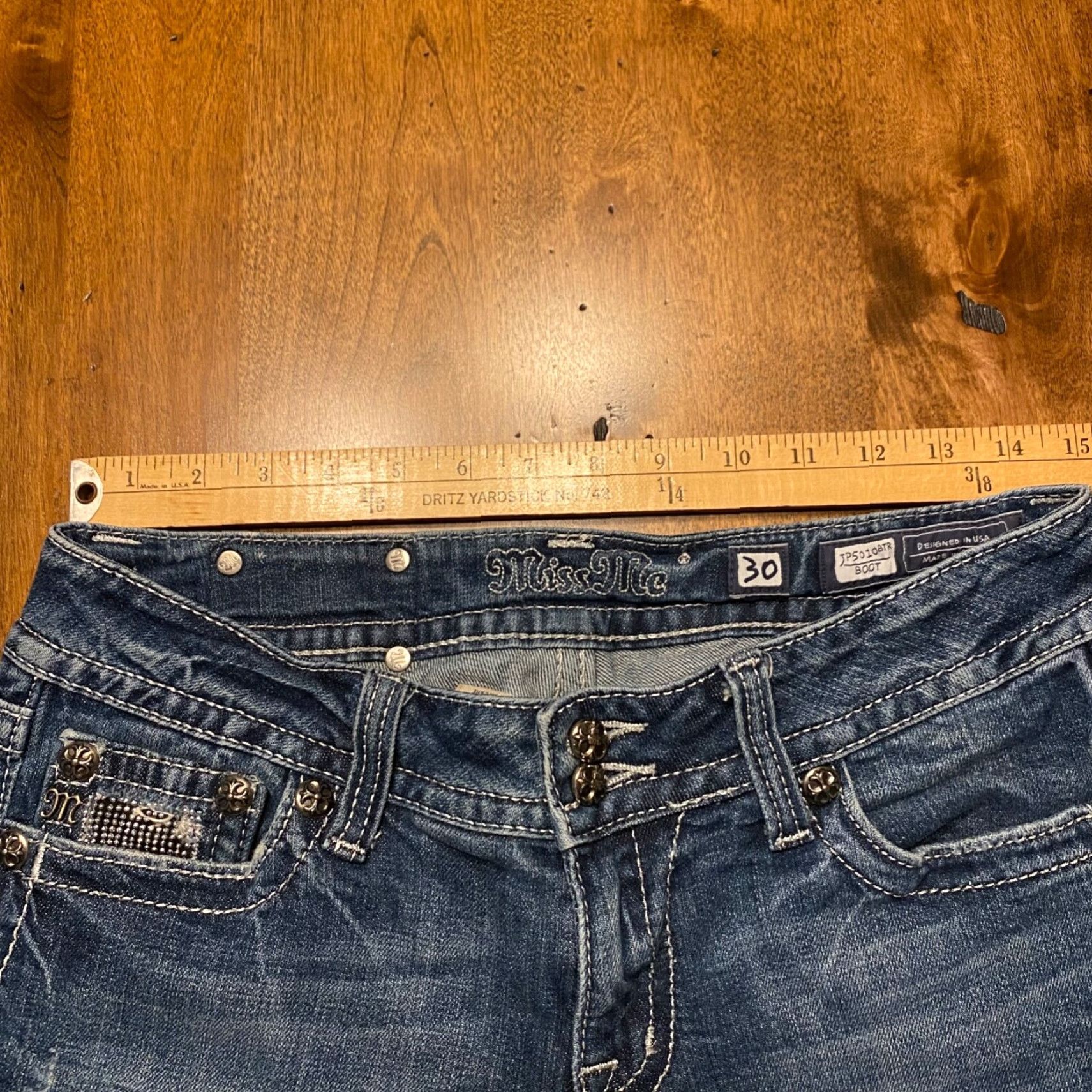 Miss Me Miss Me Jeans Womens 30 x 31.5 Bootcut Blue Denim Embellished Pants Outdoor Designer Shoes? Size 30" / US 8 / IT 44 - 4 Thumbnail