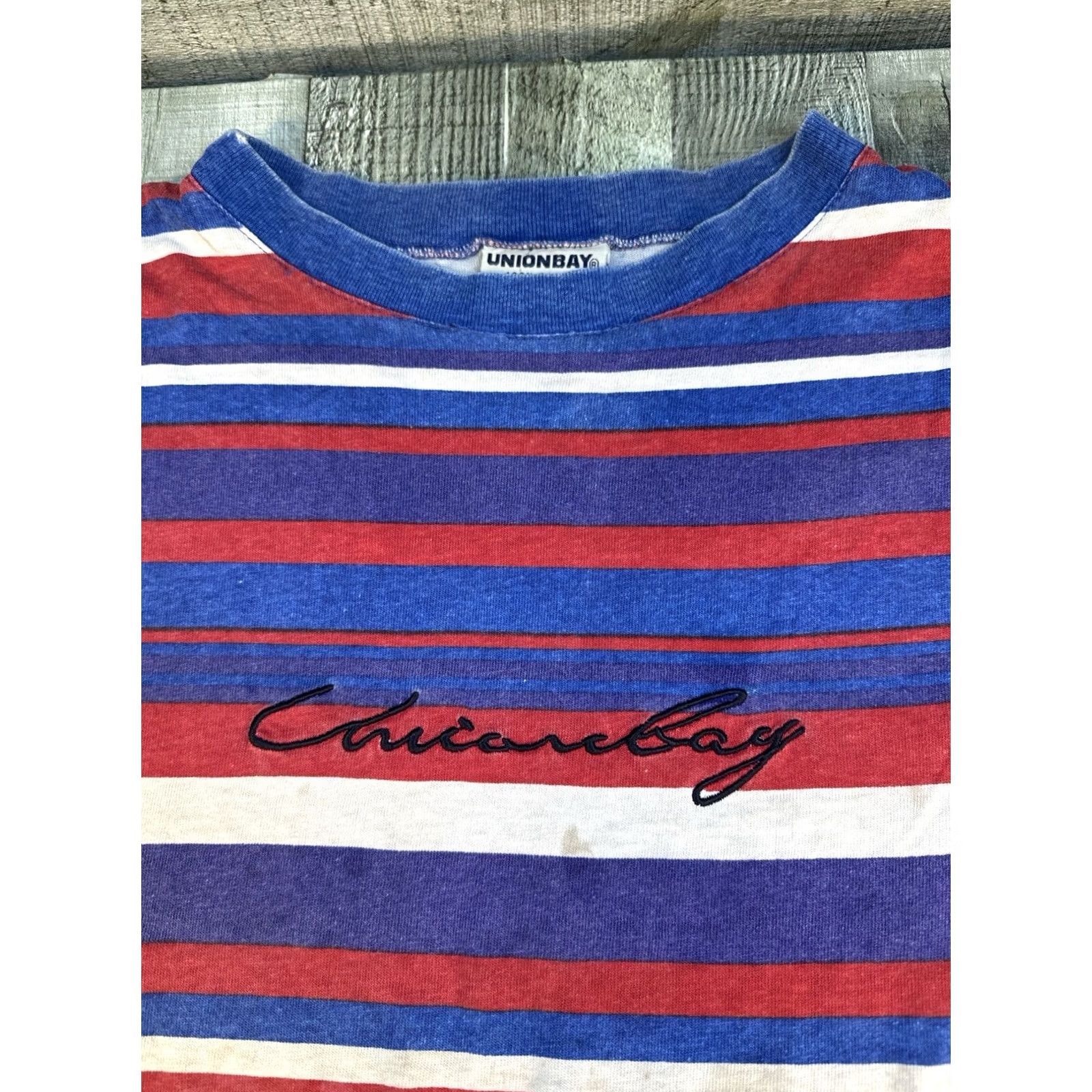 Vintage VINTAGE Unionbay Striped Shirt USA Made Embroidered Logo Tee XL Men’s Red Blue Size US XL / EU 56 / 4 - 2 Thumbnail