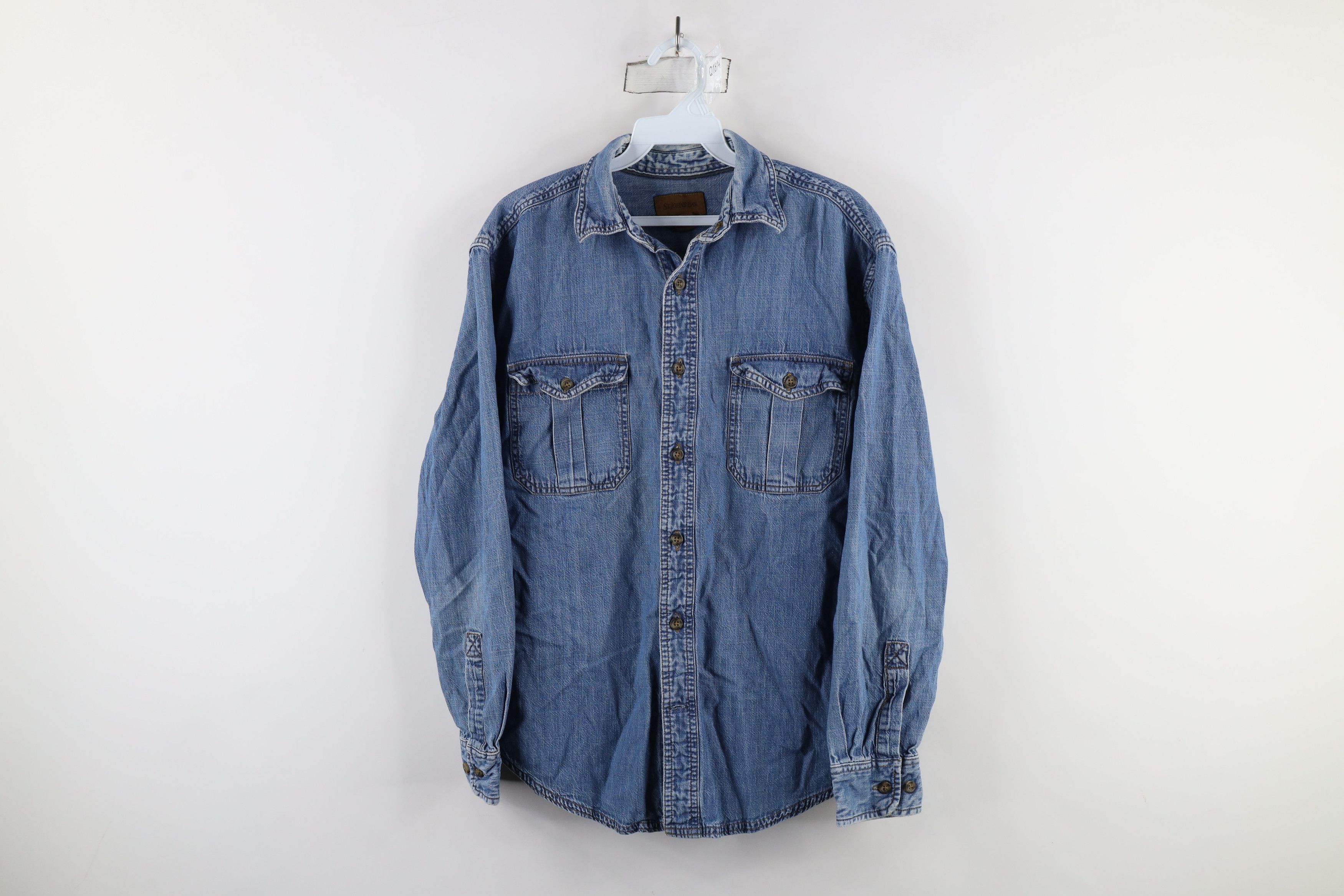 Vintage Vintage 90s Streetwear Denim Jean Collared Button Shirt Size US S / EU 44-46 / 1 - 1 Thumbnail