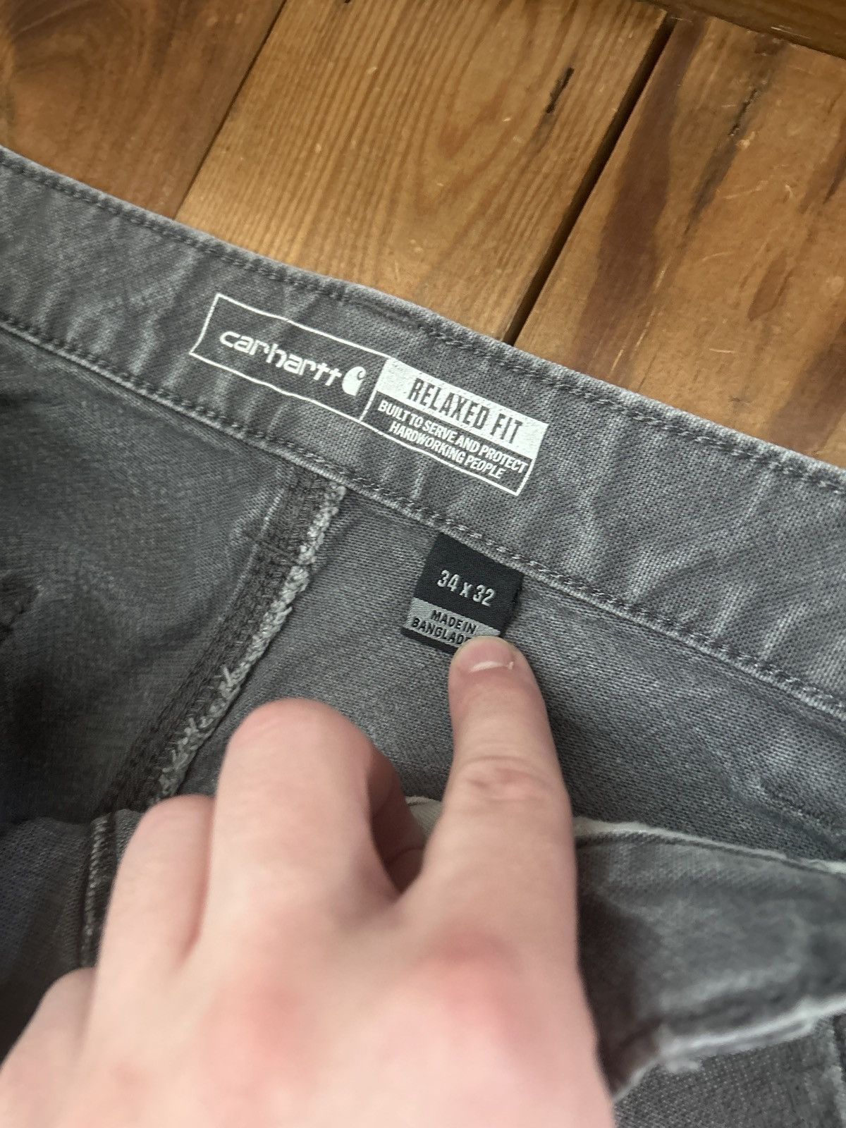 Carhartt × Vintage Vintage Carhartt Distressed Grey Carpenter Work Pants Size US 34 / EU 50 - 3 Thumbnail