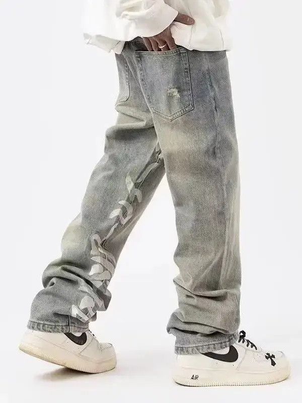 Japanese Brand Retro zipper loose straight leg jeans Size US 32 / EU 48 - 2 Thumbnail