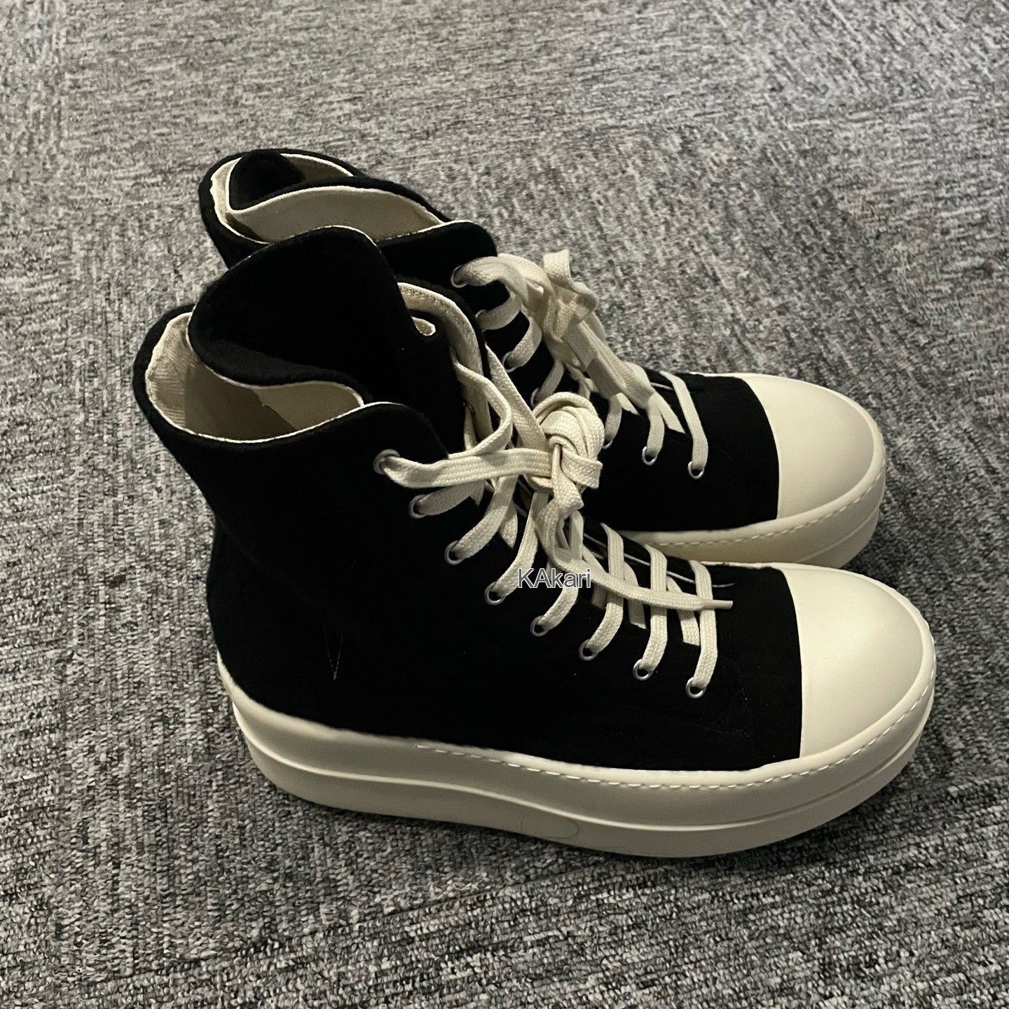 Rick Owens Drkshdw Rick Owens DRKSHDW Black White Canvas High-Top Size US 9 / EU 42 - 4 Thumbnail