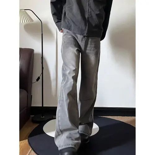 VIBE Grey washed distressed vintage straight jeans Size US 32 / EU 48 - 3 Thumbnail