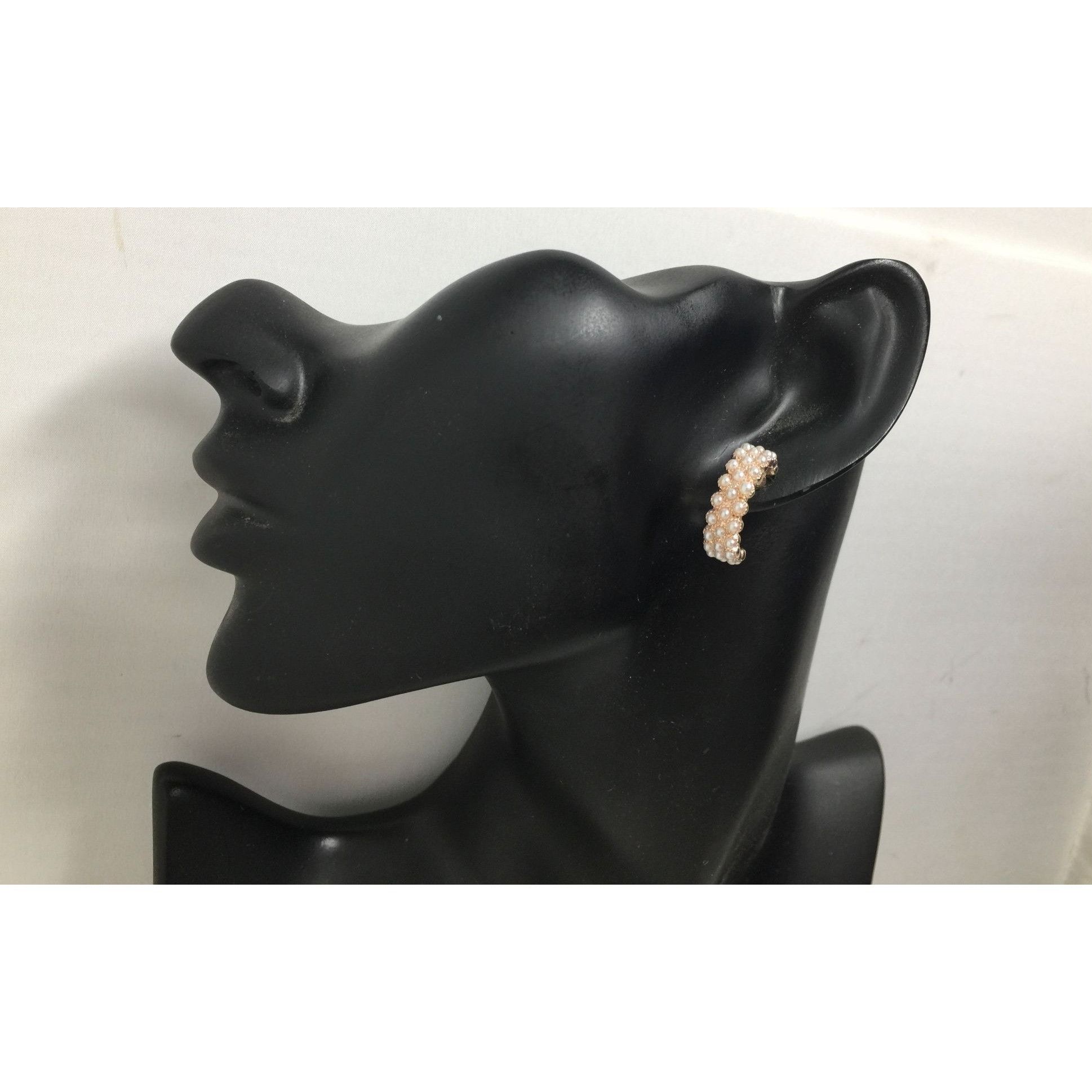 Other Women's Rose Gold Hoop Earrings with White Faux Pearl/Beads Size ONE SIZE - 3 Thumbnail
